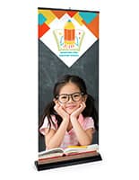 Premium wide base retractable banner stand with black frame 