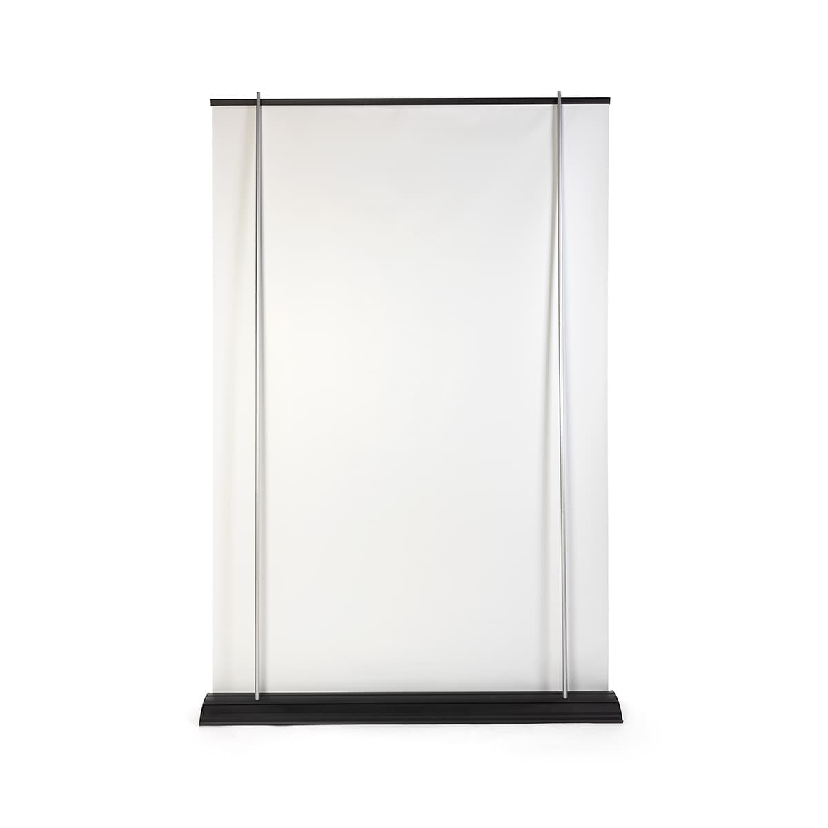 Premium wide base retractable banner stand with black frame
