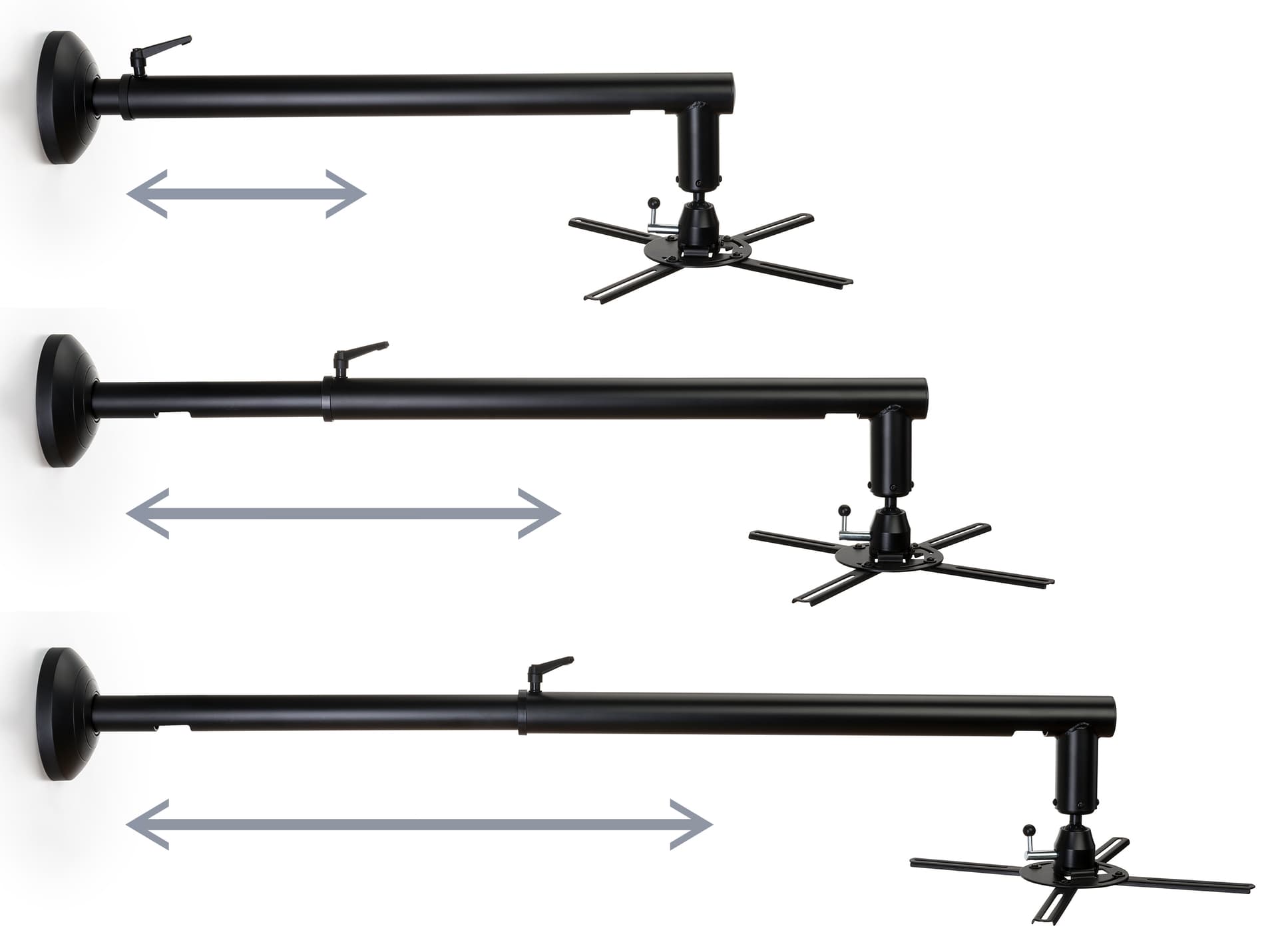 Short throw projector wall mount with telescoping arm