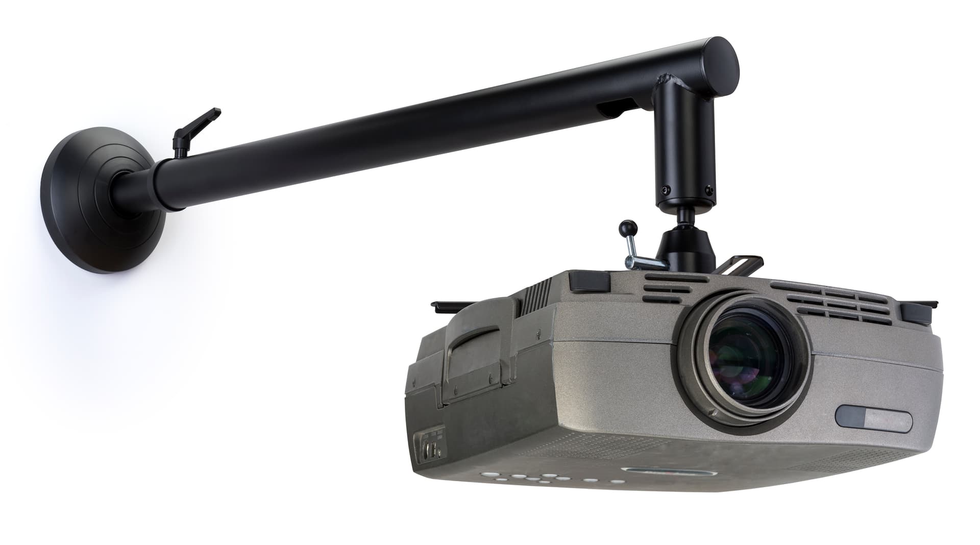 Short throw projector wall mount holds a variety of styles