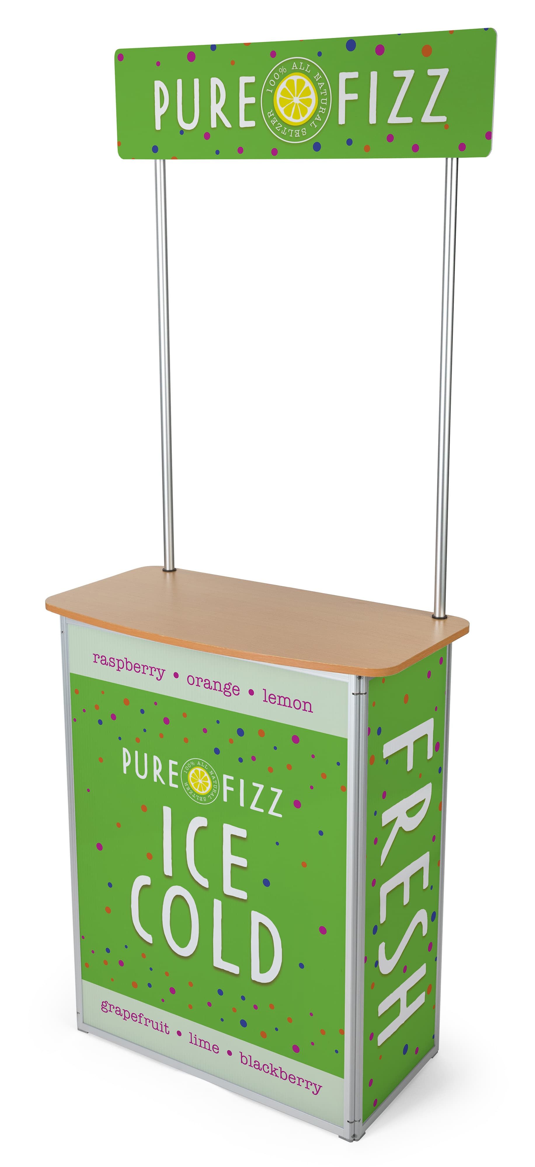 Customized mobile demo display counter works with product designs