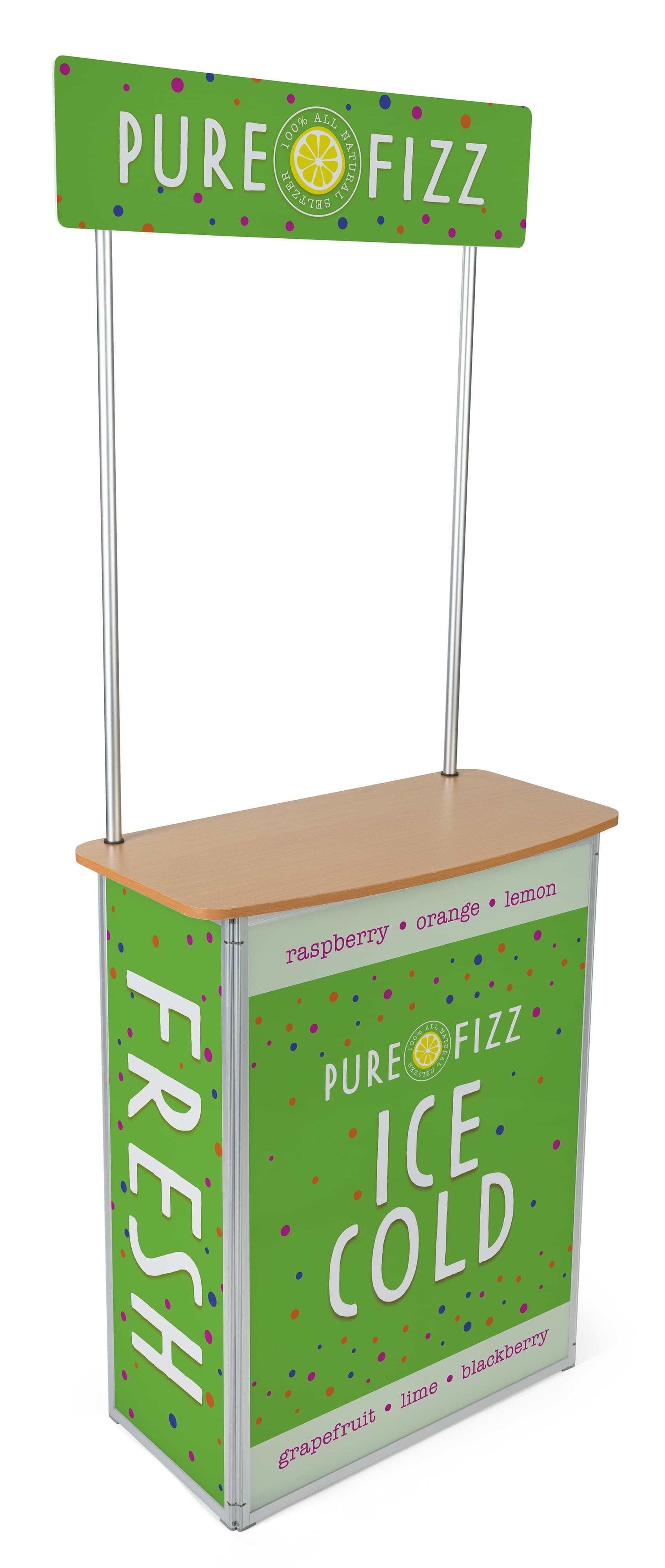 Mobile demo display counter with UV printing