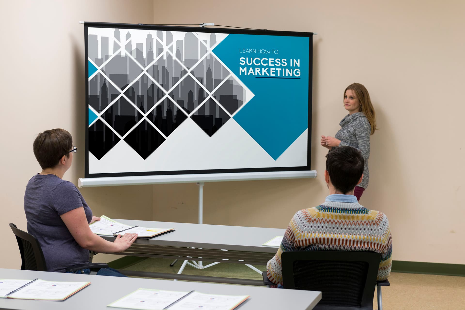 Presentation Using 90" Portable Tripod Projector Screen
