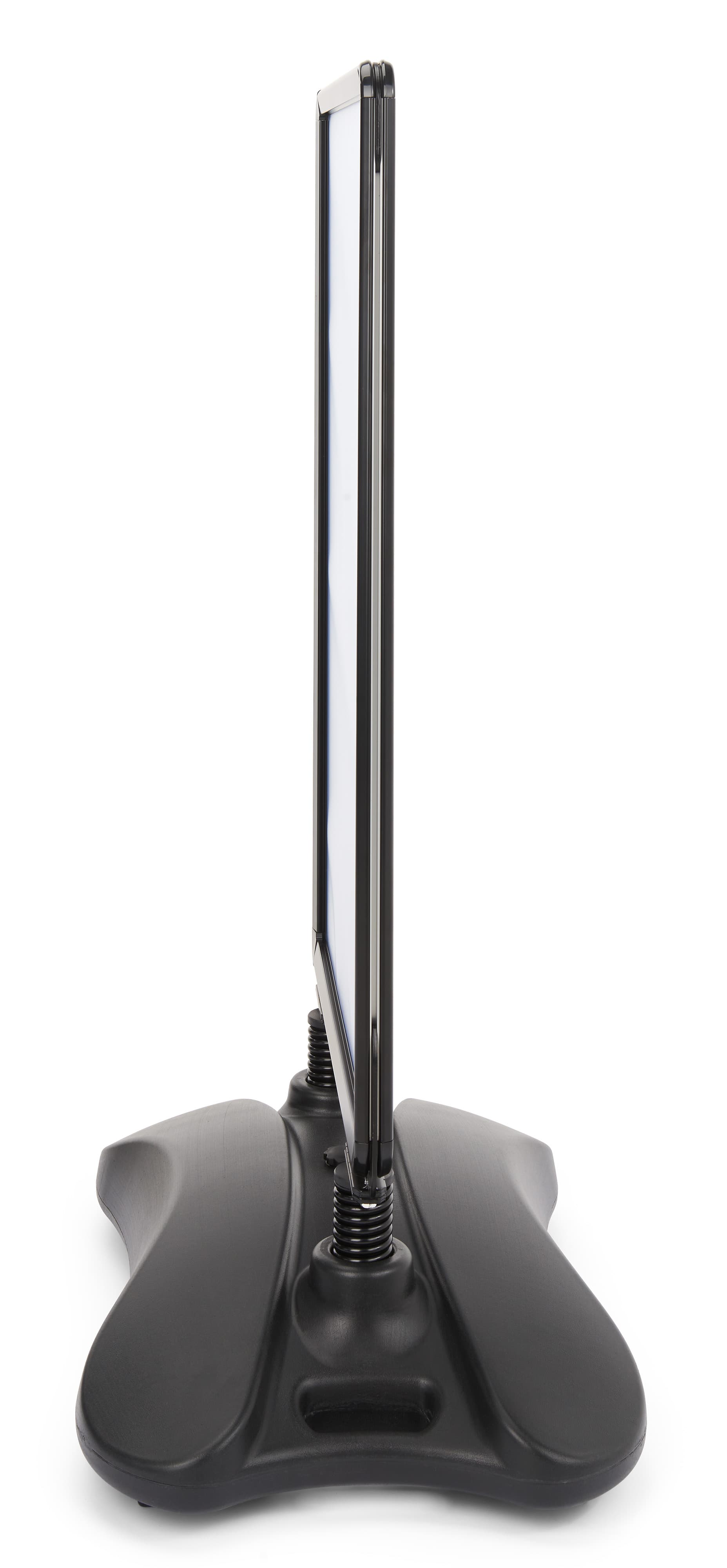 Free standing sign showing the thin depth and wide sturdy base, perfect for outdoor use
