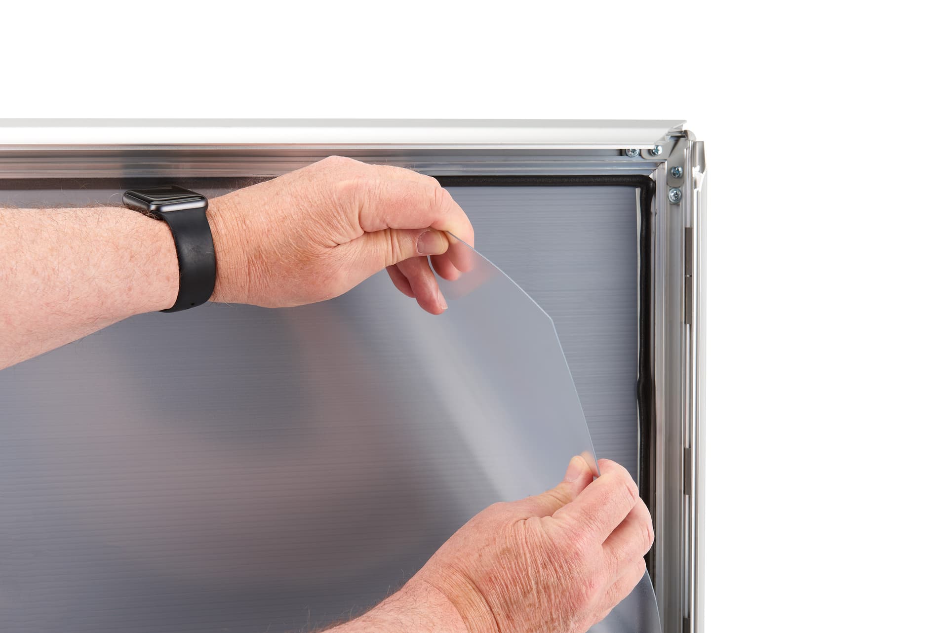Snap open frame and non-glare protective lens