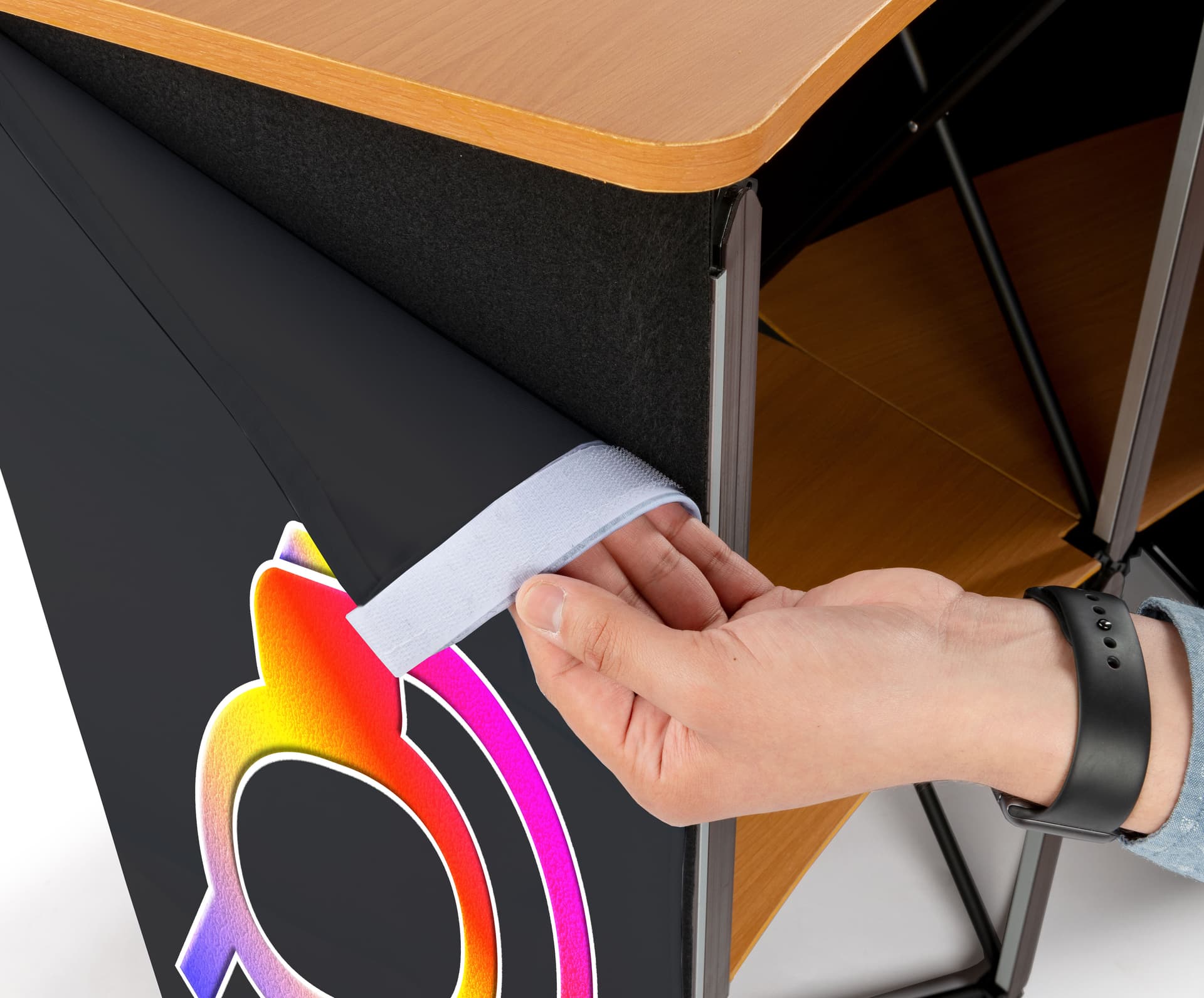 Vivid color wrap around fabric graphic for CNTPUVL3X2 counter