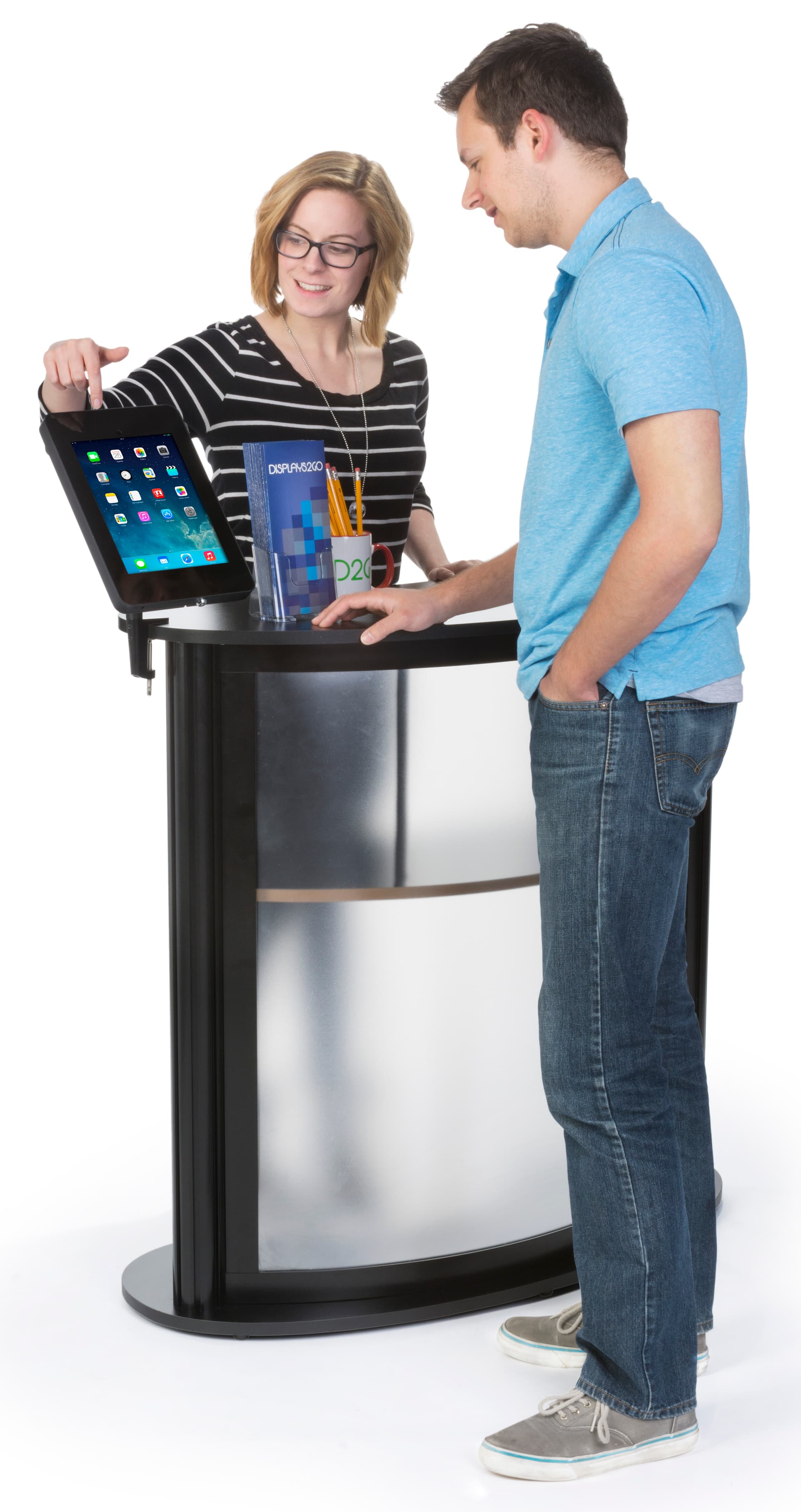 Kidney Shaped Counter with iPad Stand, Floorstanding