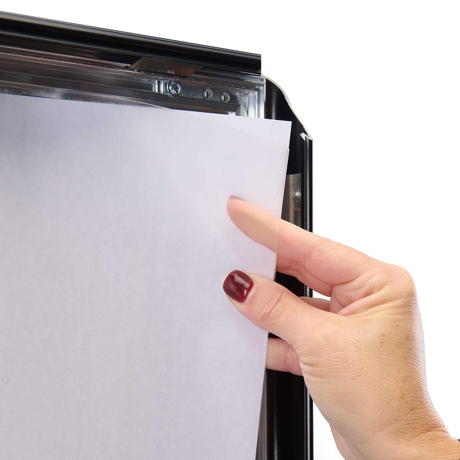 Non-glare poster lens