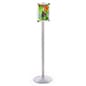 Floor Standing Menu Stand, Snap Open Frame, Adjustable Height - Silver