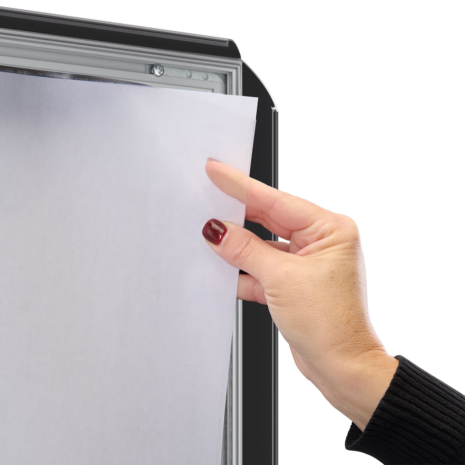 Black snap frame features non-glare lens