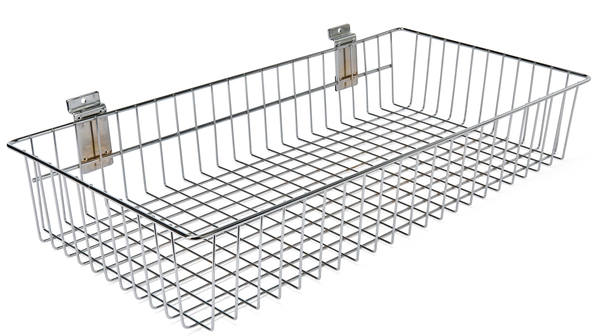 Slatwall basket with overall weight of 1.8 pounds