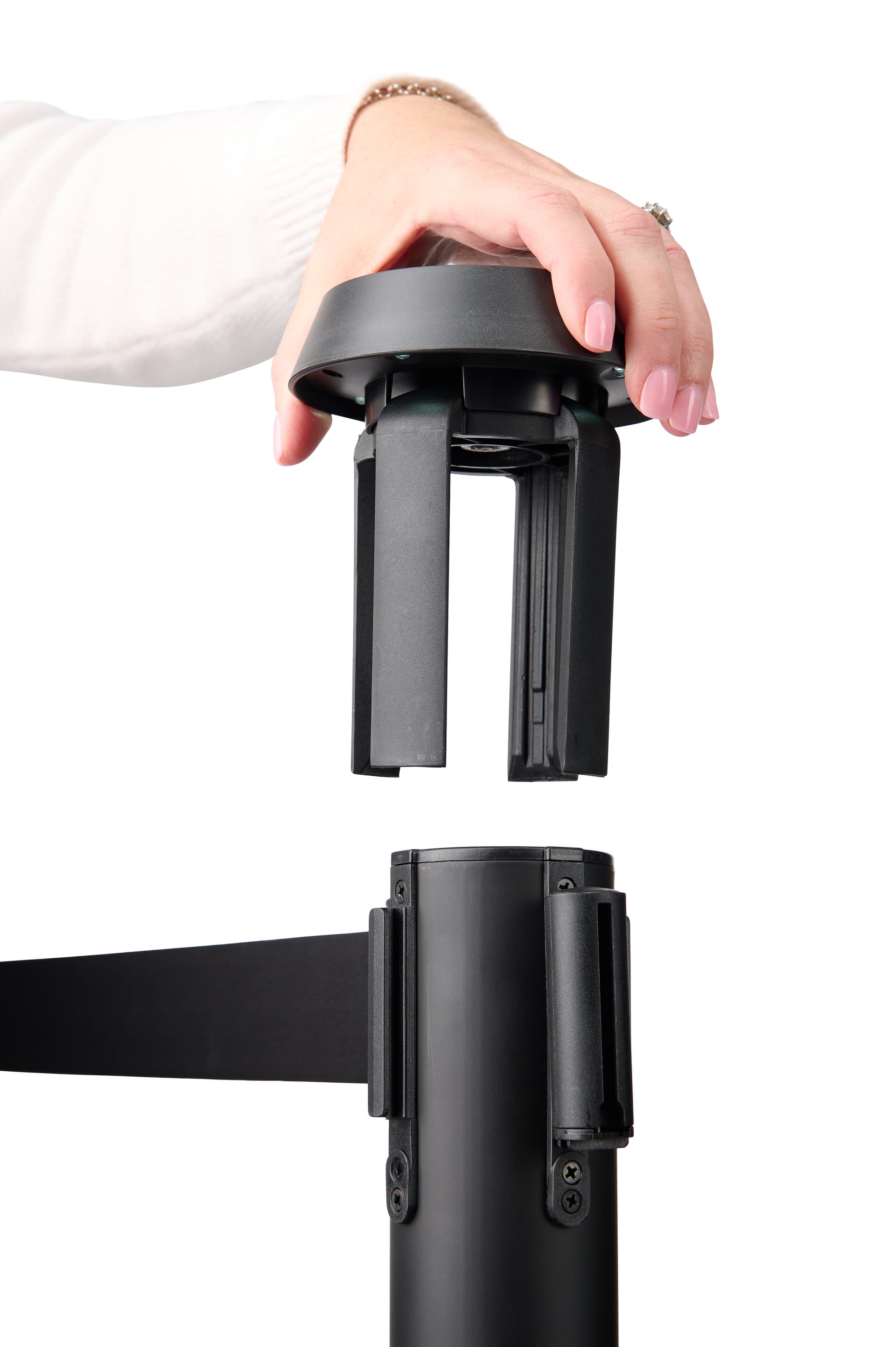 Stanchion mount LED light with 4 connection points that fit directly over stanchion pole