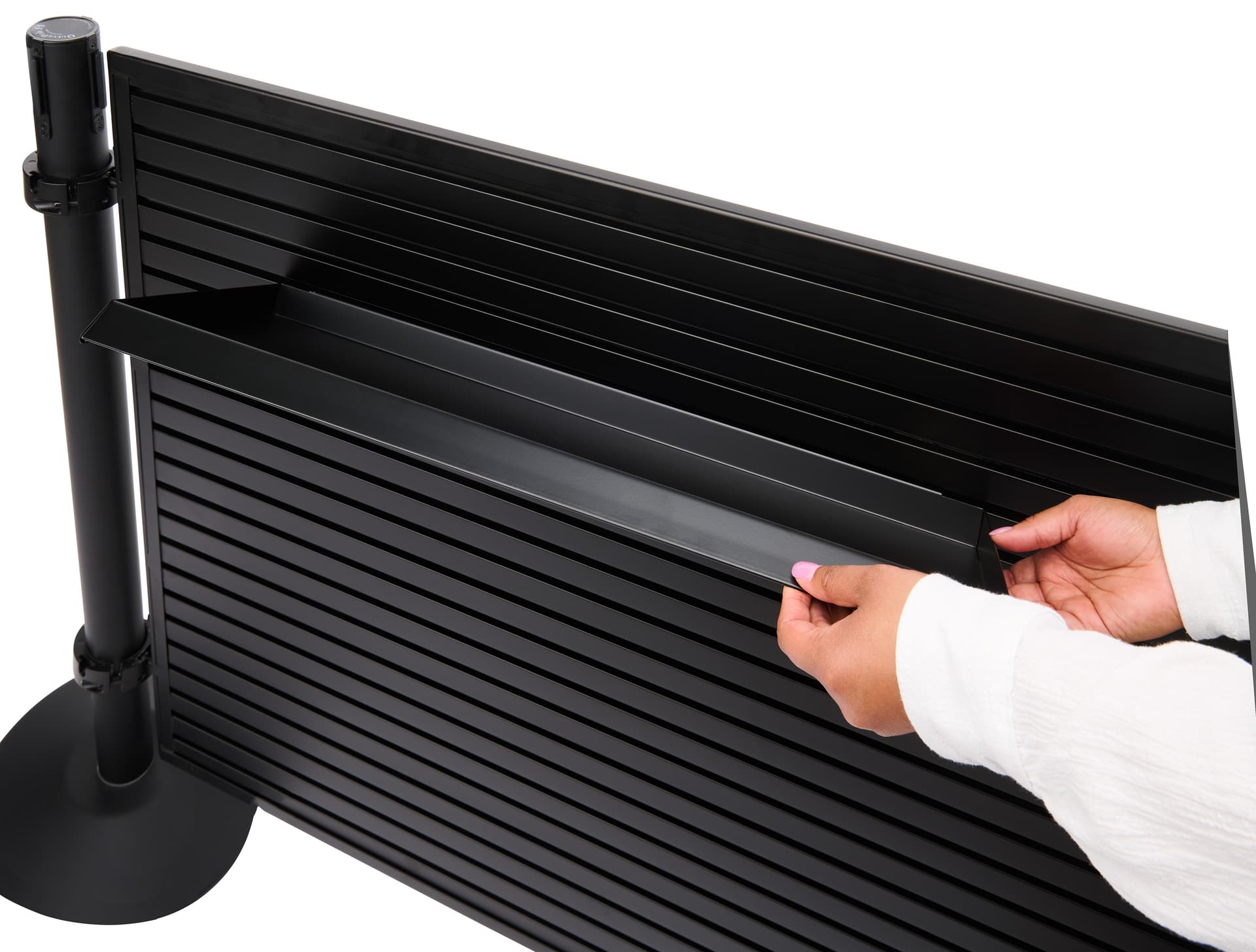 Slatwall shelf with black finish