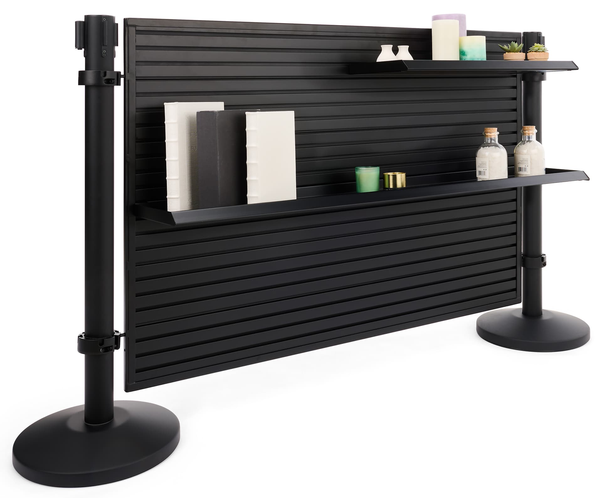 Slatwall shelf compatible with leading slatwalls