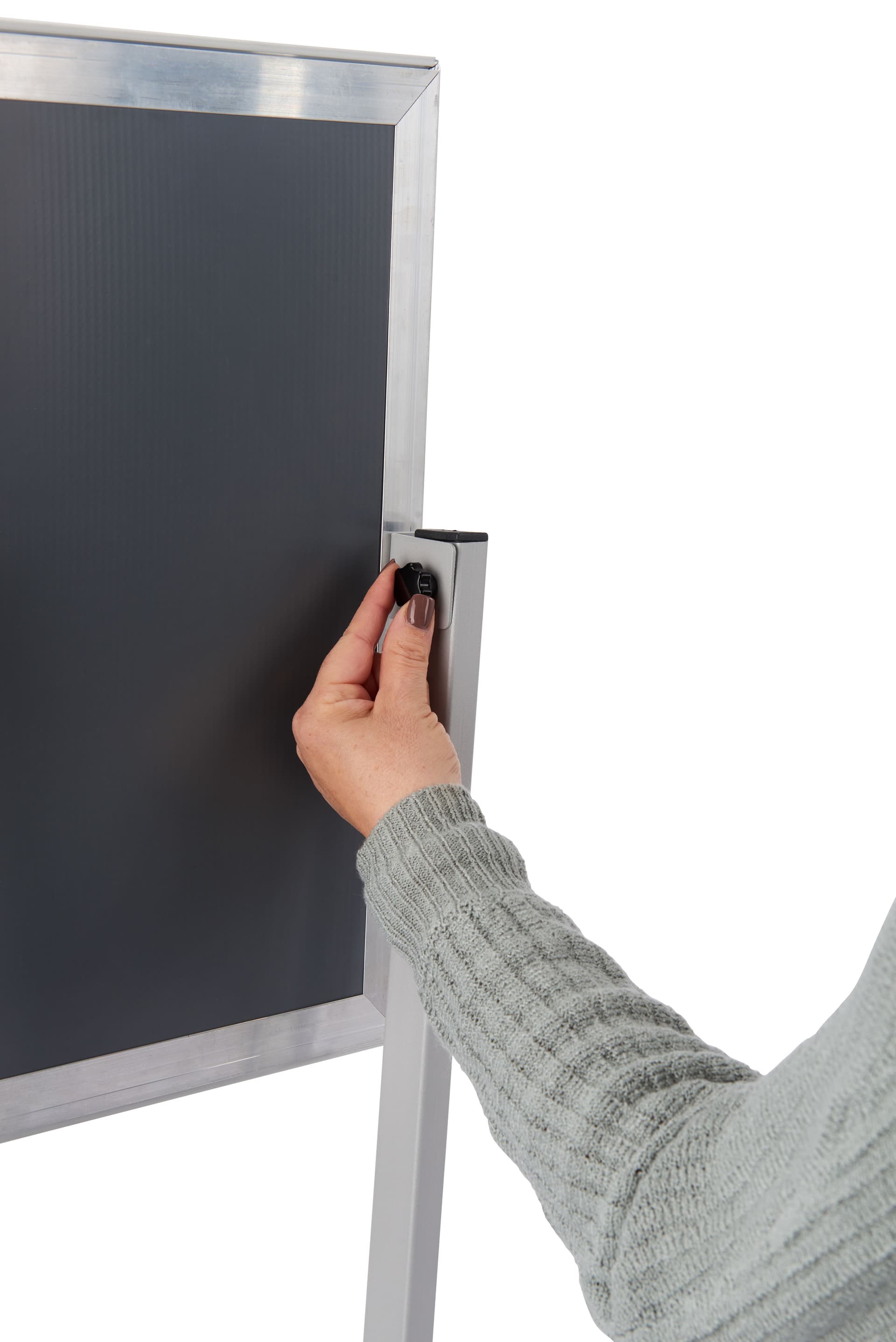 Snap frame sign with adjustable knobs to secure your frame in place