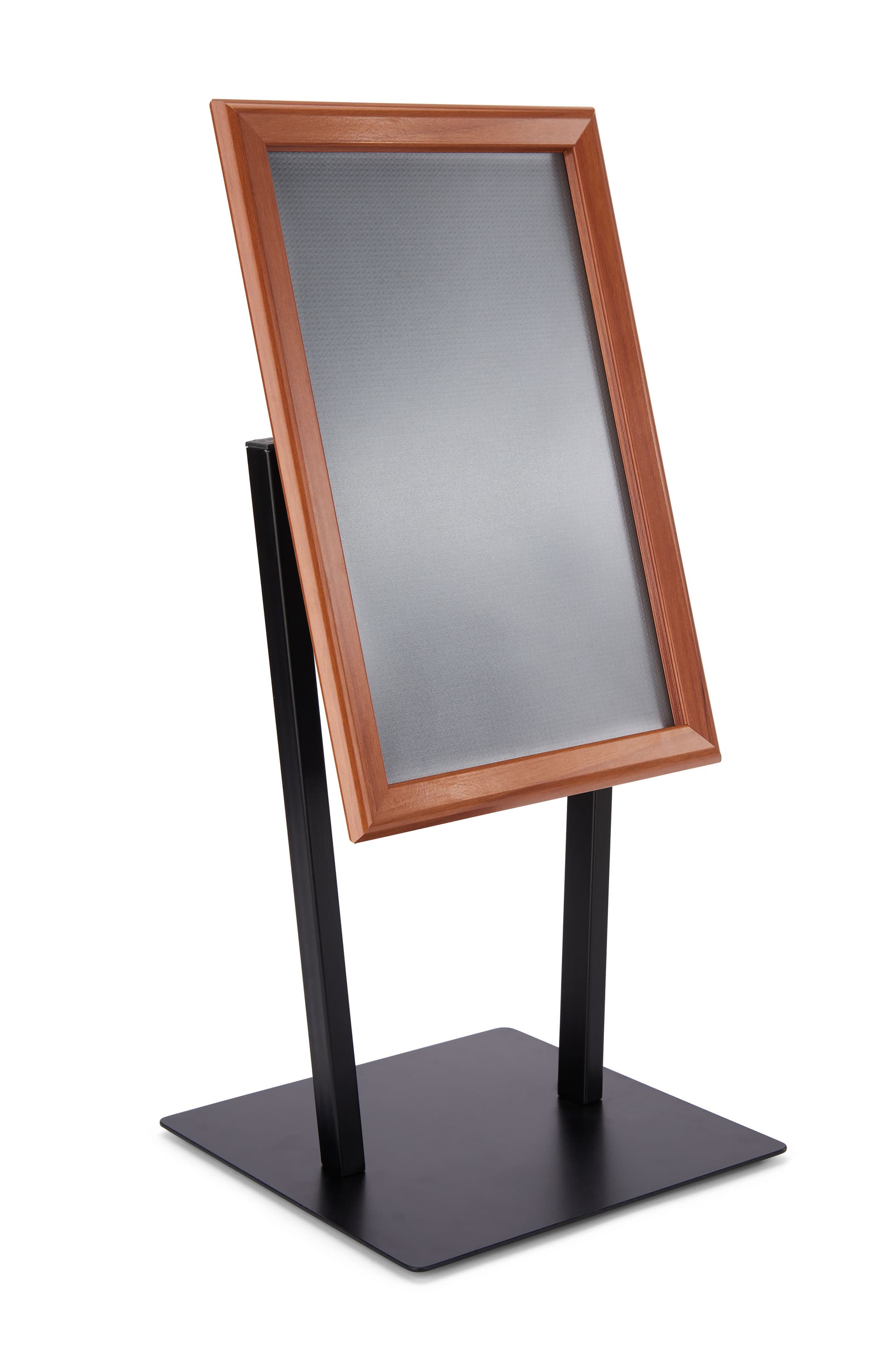 Sophisticated countertop snap frame with faux oak wood finish and black base