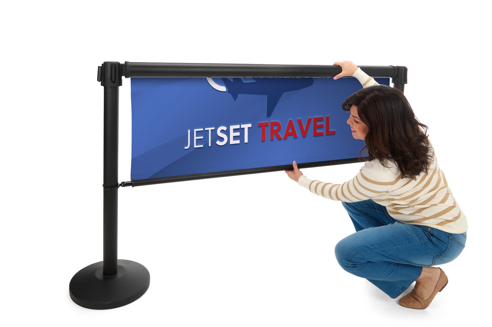 Retractable banner for stanchion for personalized branding