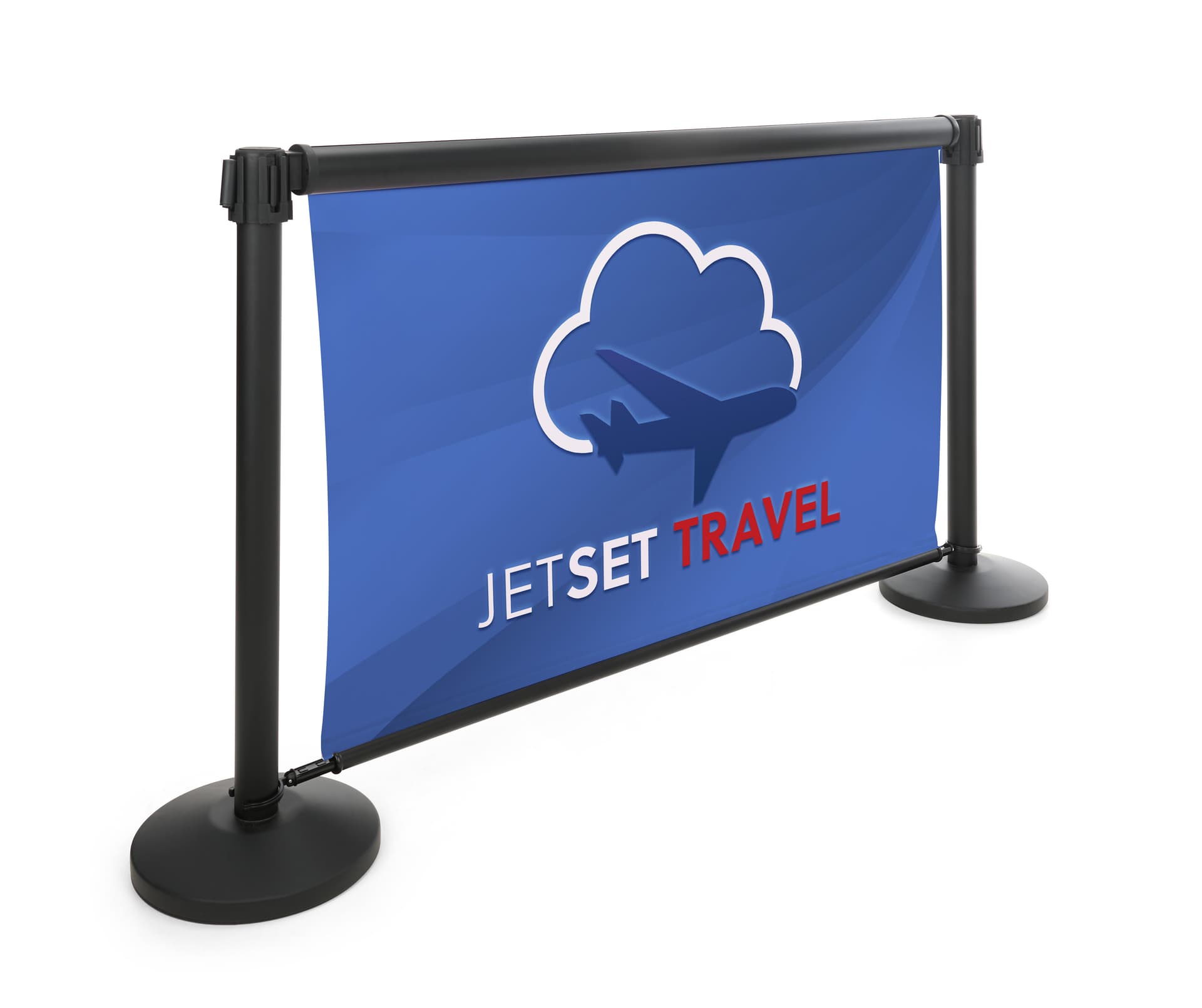 Retractable banner for stanchion with pole adapters