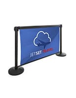 Double-sided retractable stanchion barrier is customizable