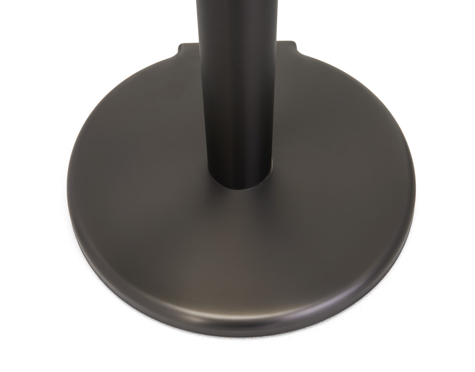 These retractable belt stanchions have a base diameter of 13.7 inches