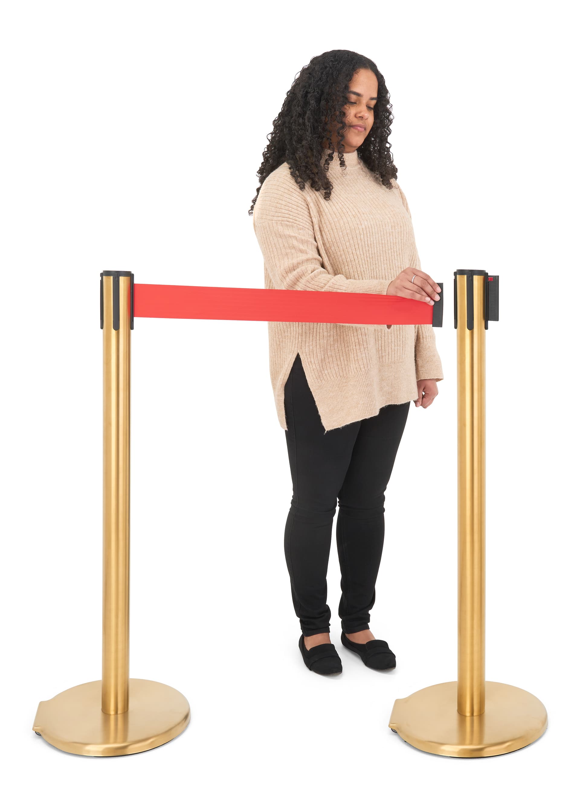 These retractable belt stanchions are made of high quality stainless steel and iron