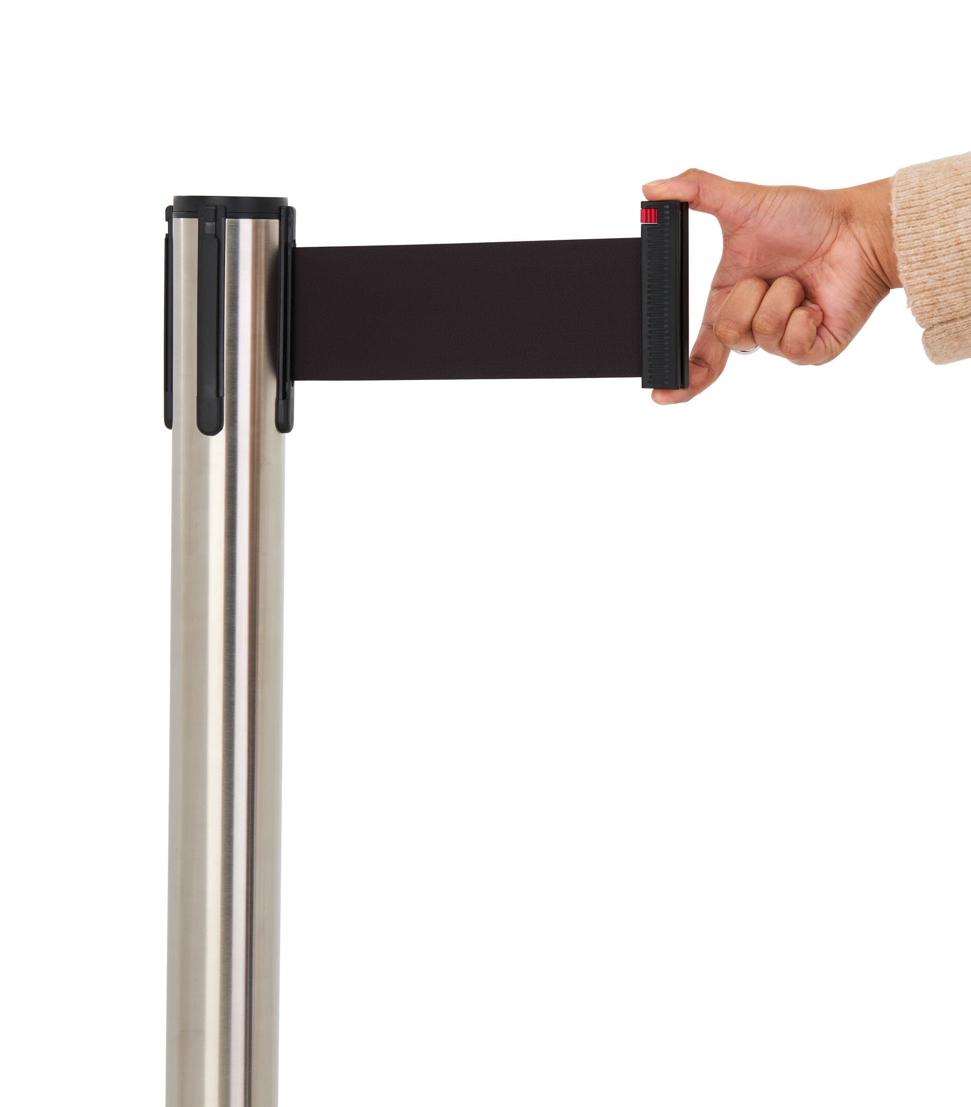 These retractable belt stanchions have a belt width of 3 inches
