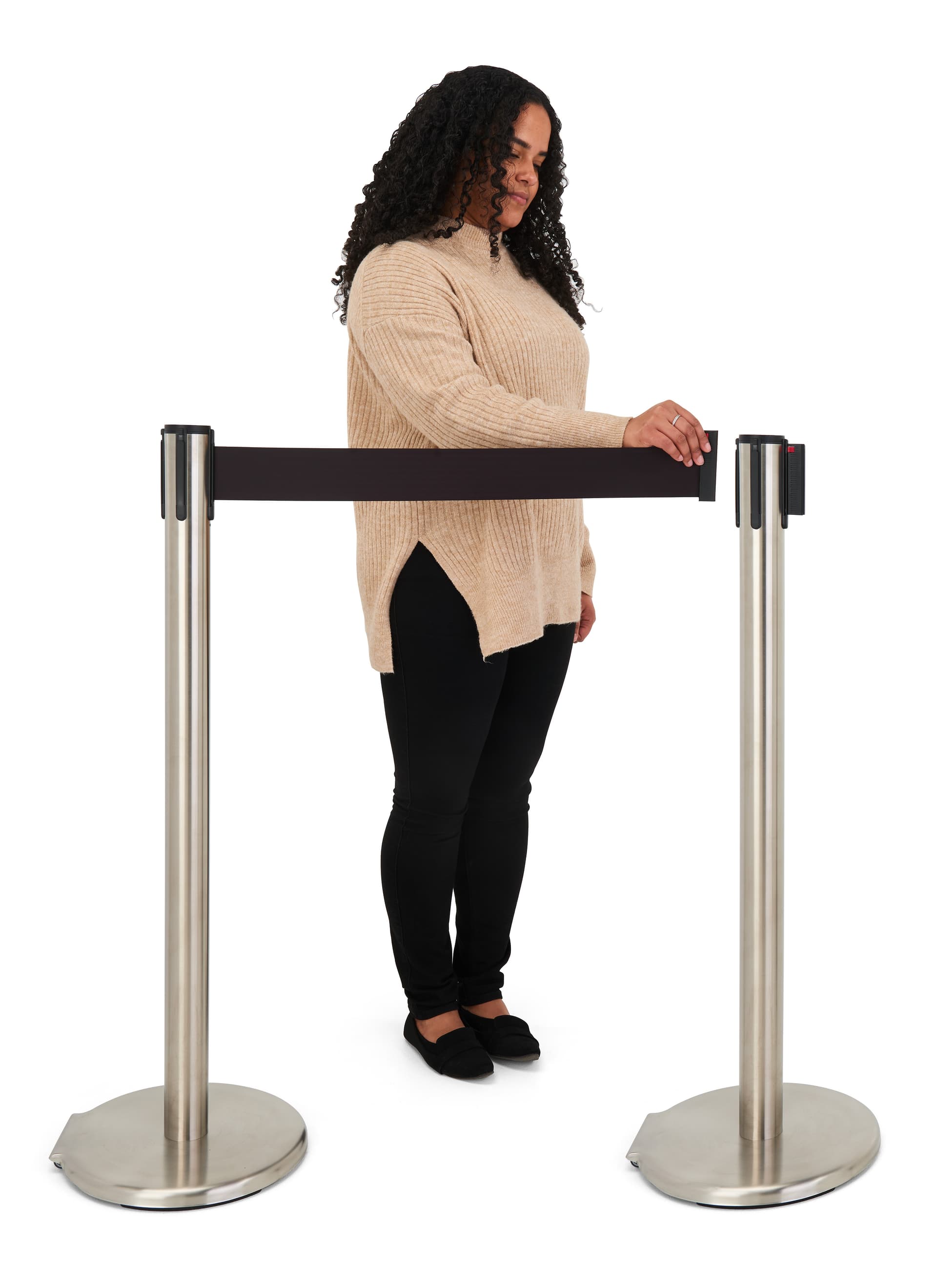 These retractable belt stanchions have multiple configuration options