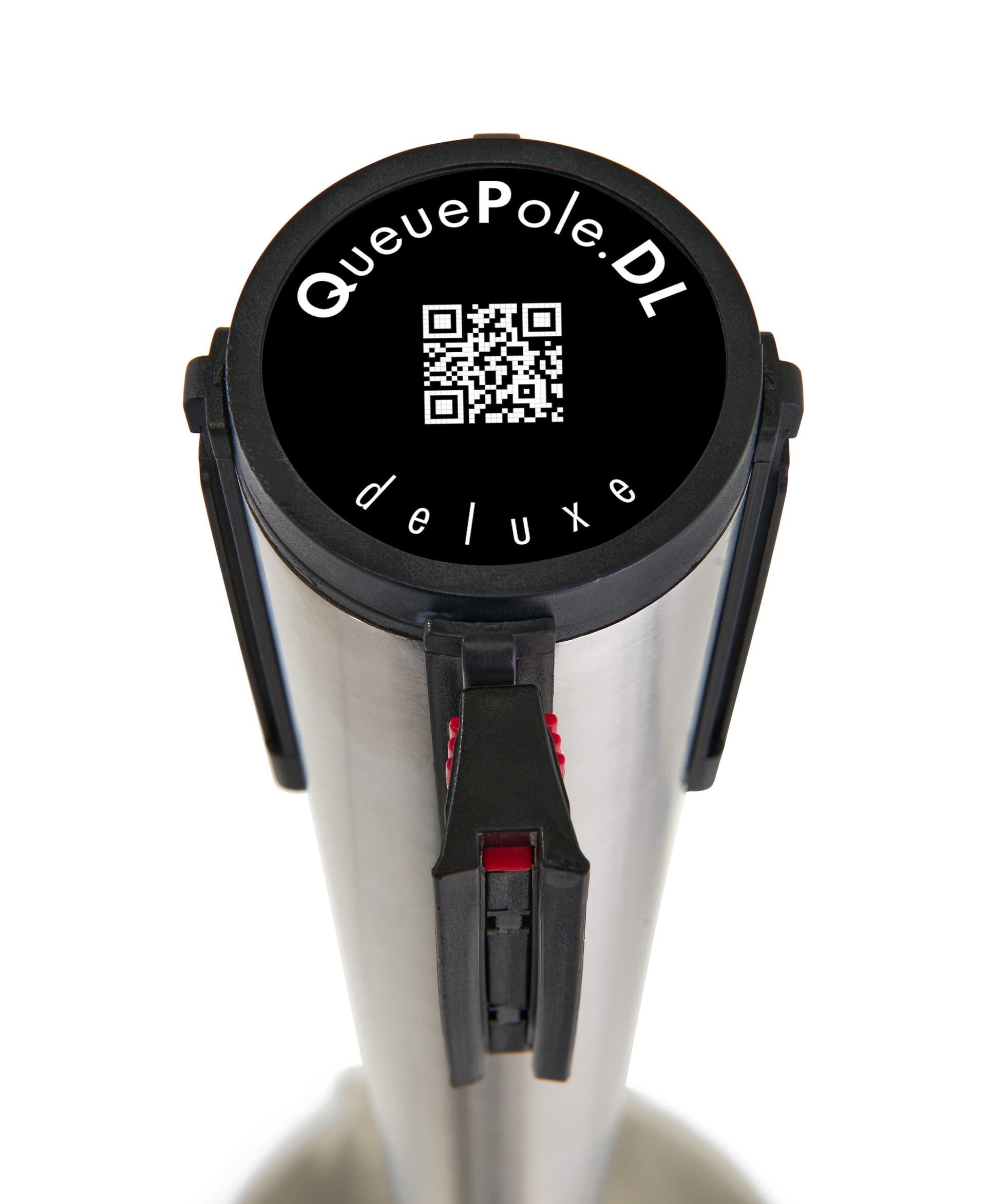 These retractable belt stanchions include a cartridge