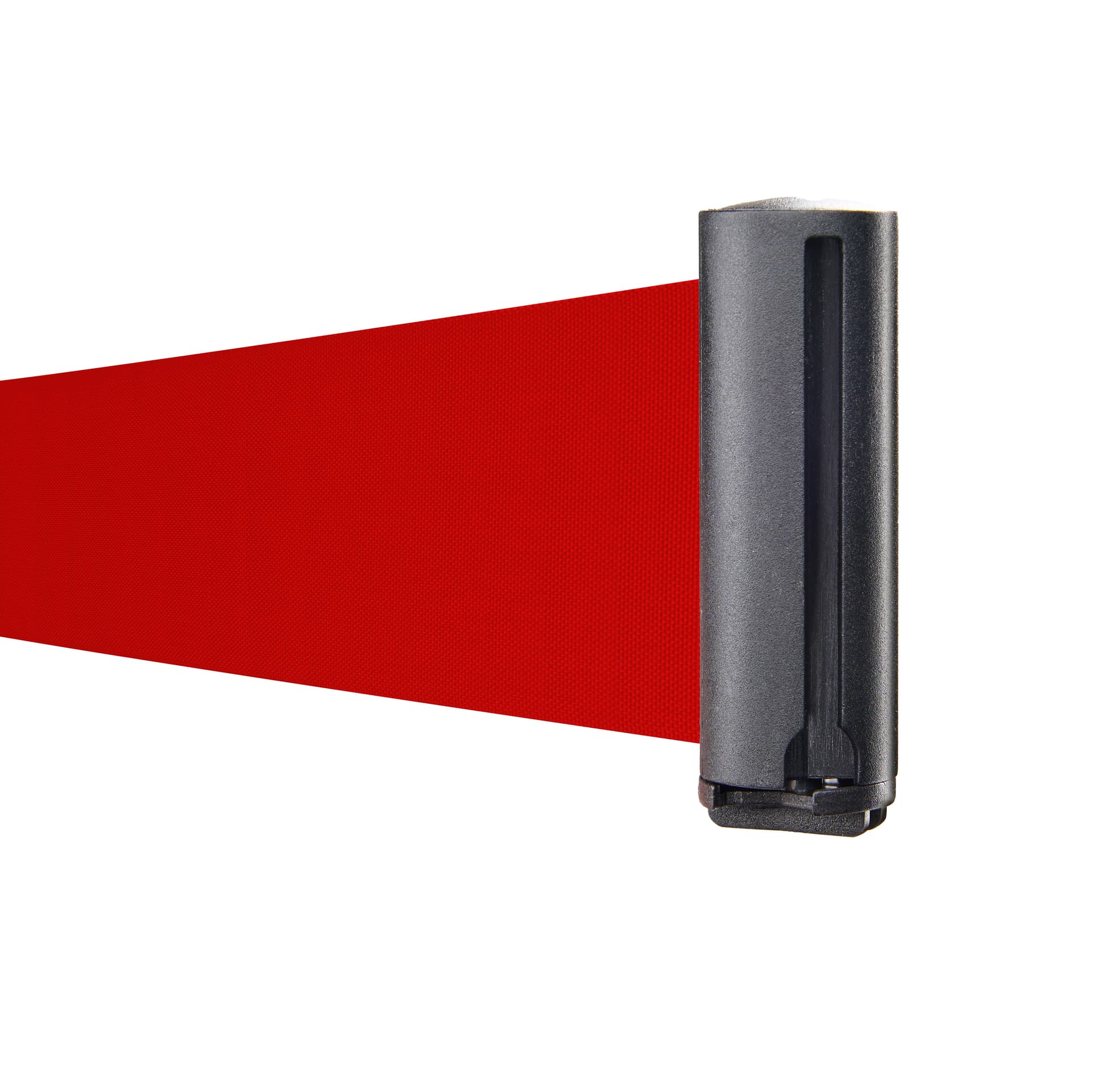 Retractable queue barrier with extended belt