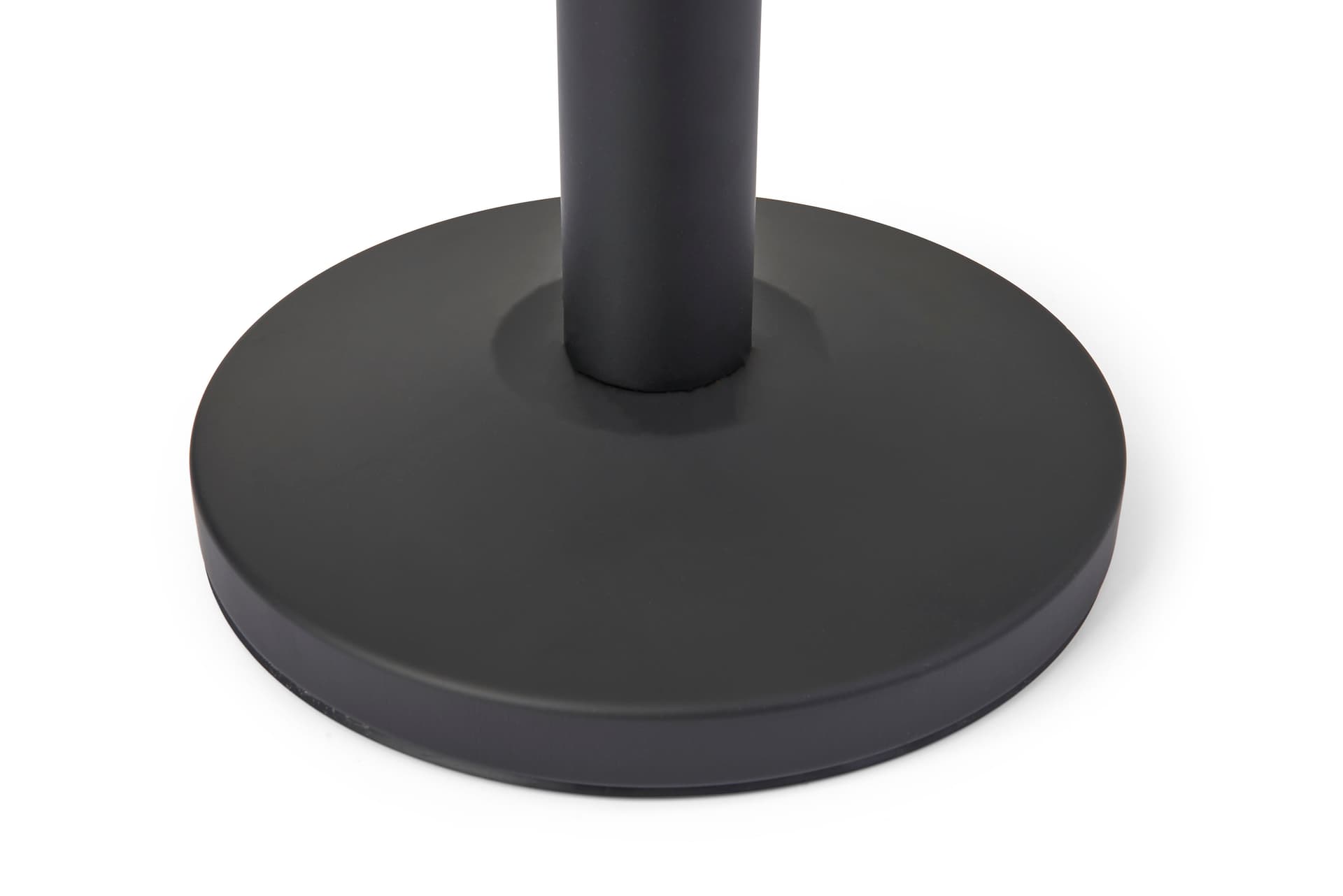 Crowd control stanchion with a round weighted base