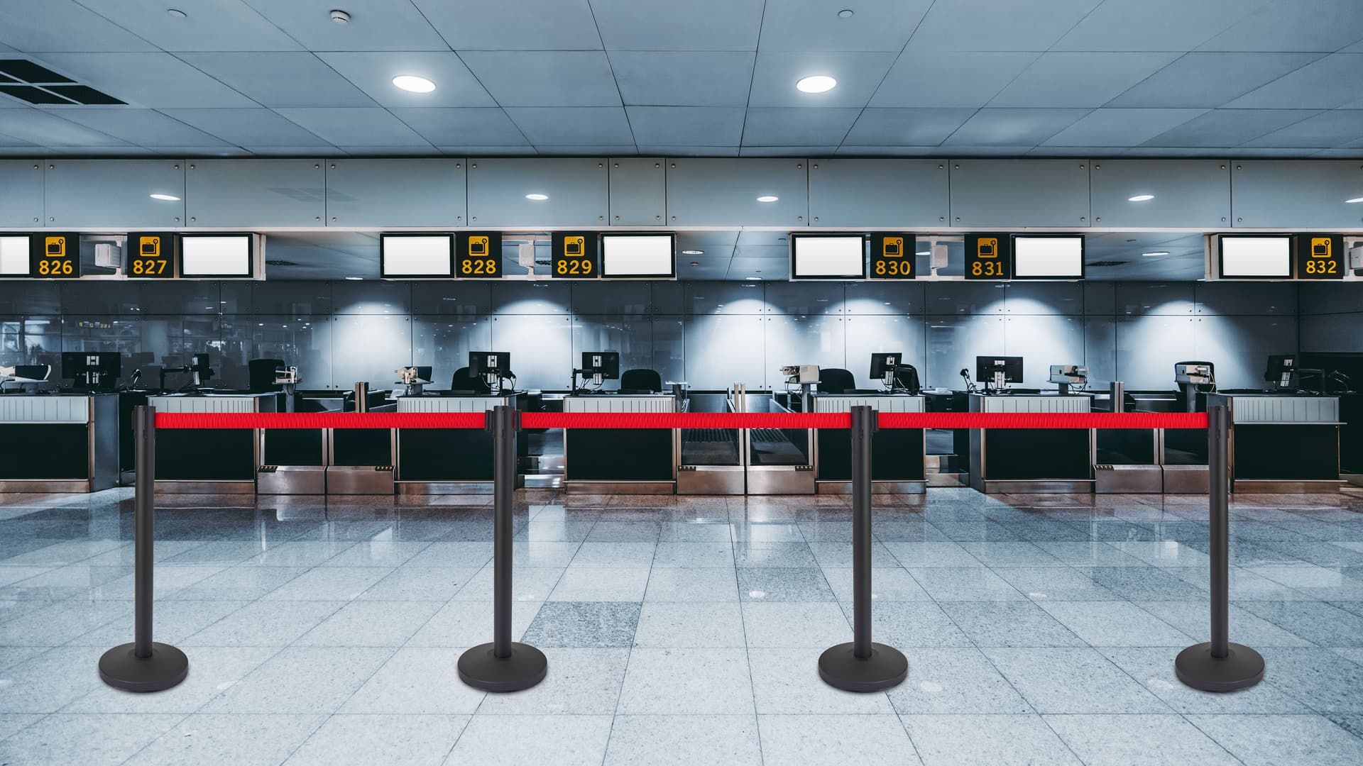 Red retractable belt barrier is a crowd control solution