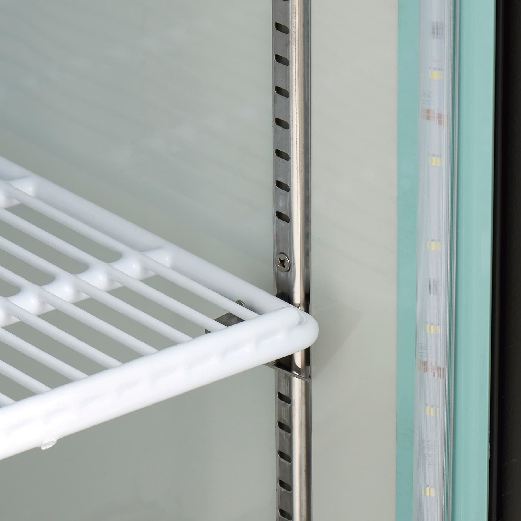 retail refrigerator with adjustable shelves