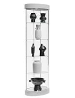 Round display case with floor placement 