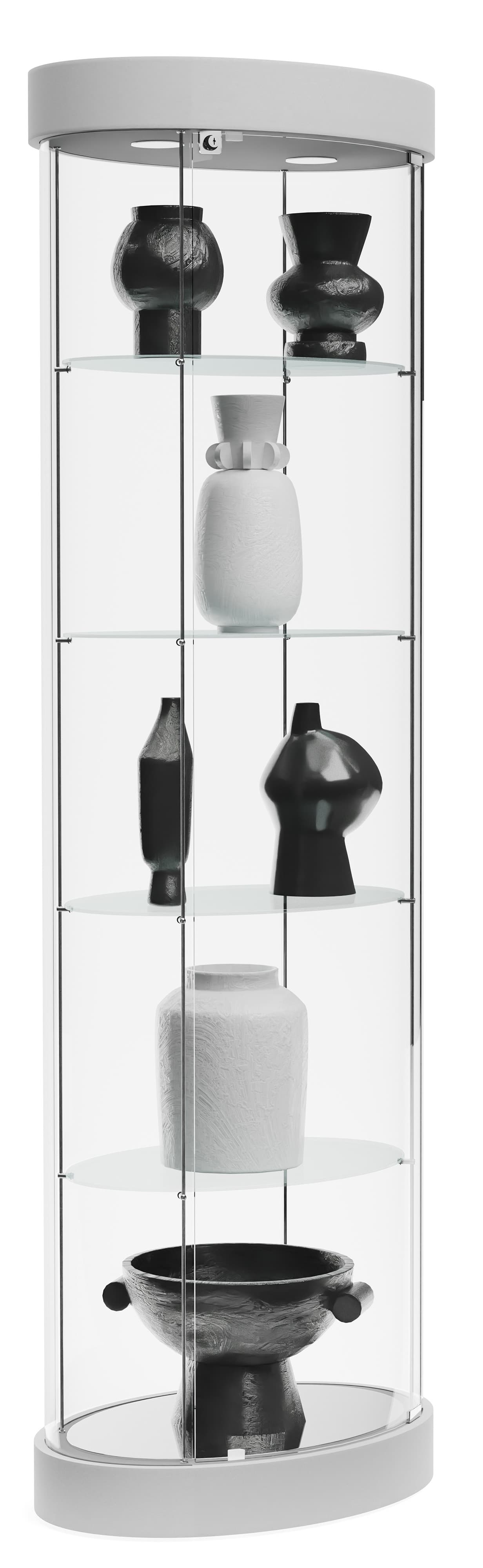 Round display case with 75 inch height 