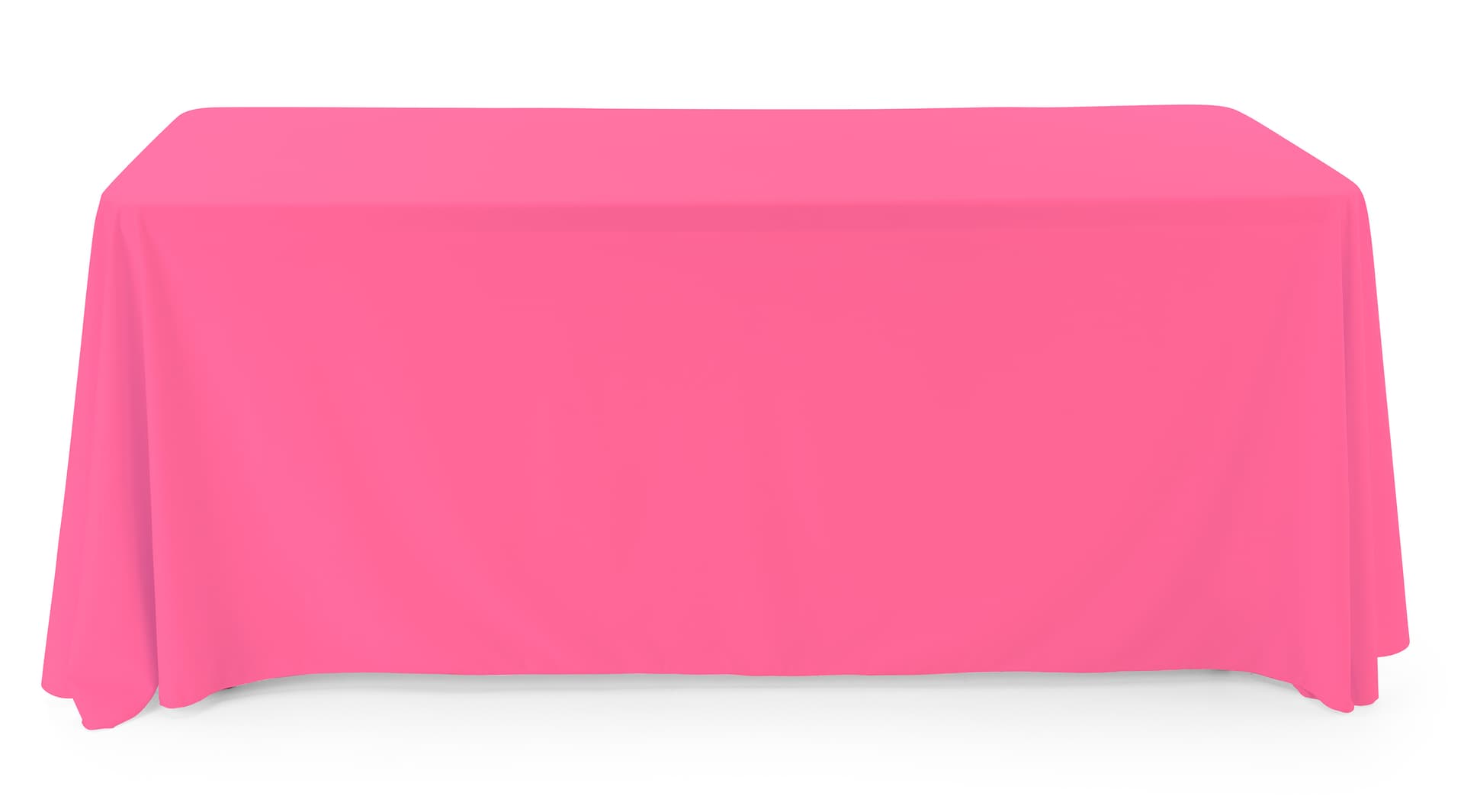 Pink polyester table cover with flame retardant material 