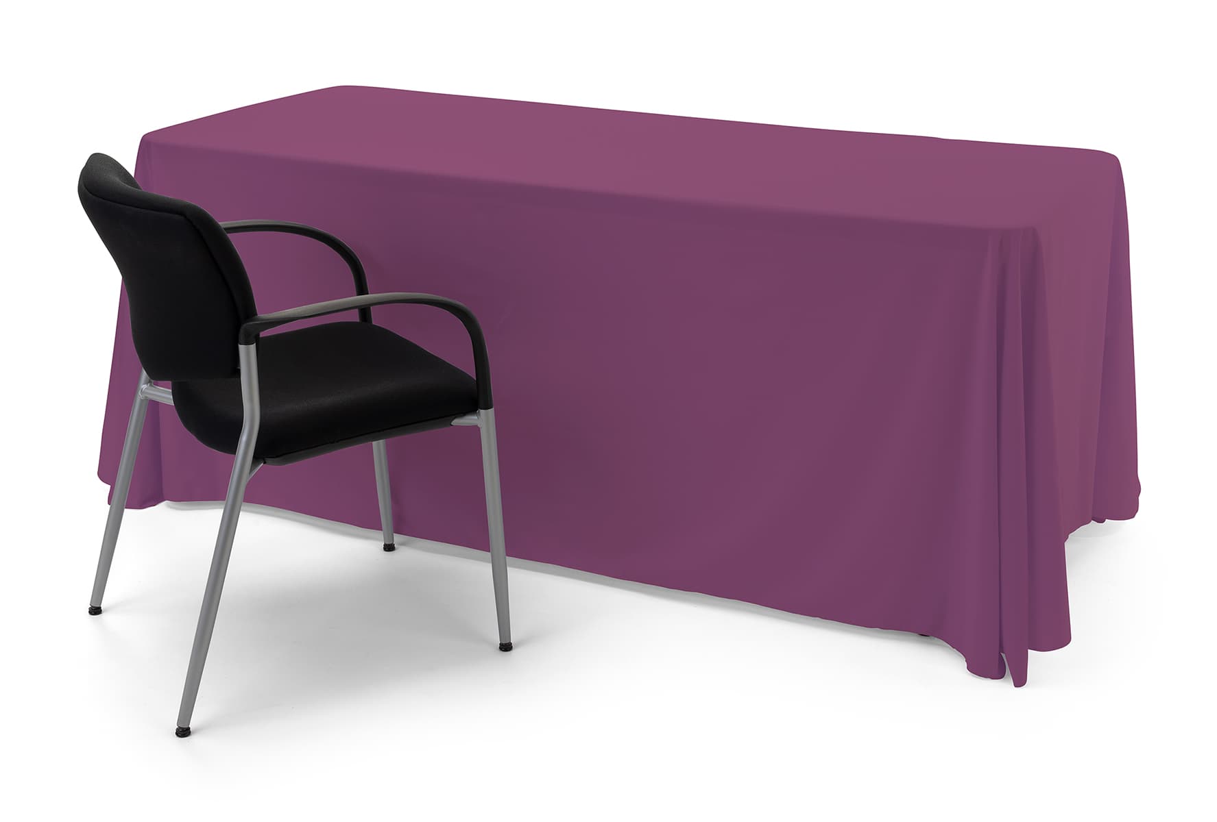 This purple single sided custom table throw has four equal sides