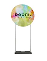 Custom printed 7ft EZ extend circle backdrop with steel base