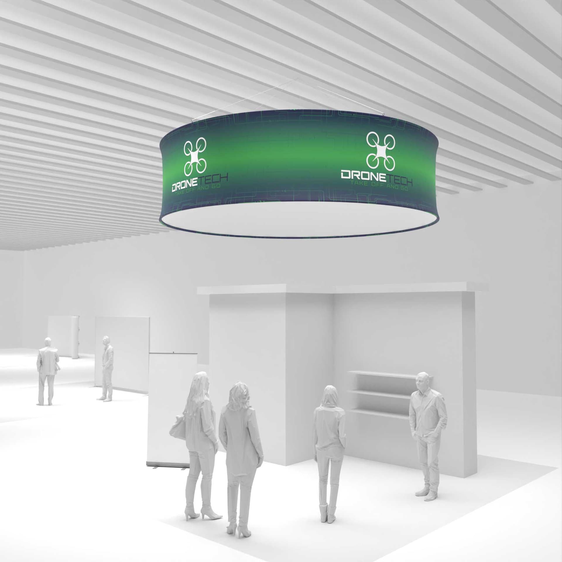 Hanging graphics with polyester knit material 