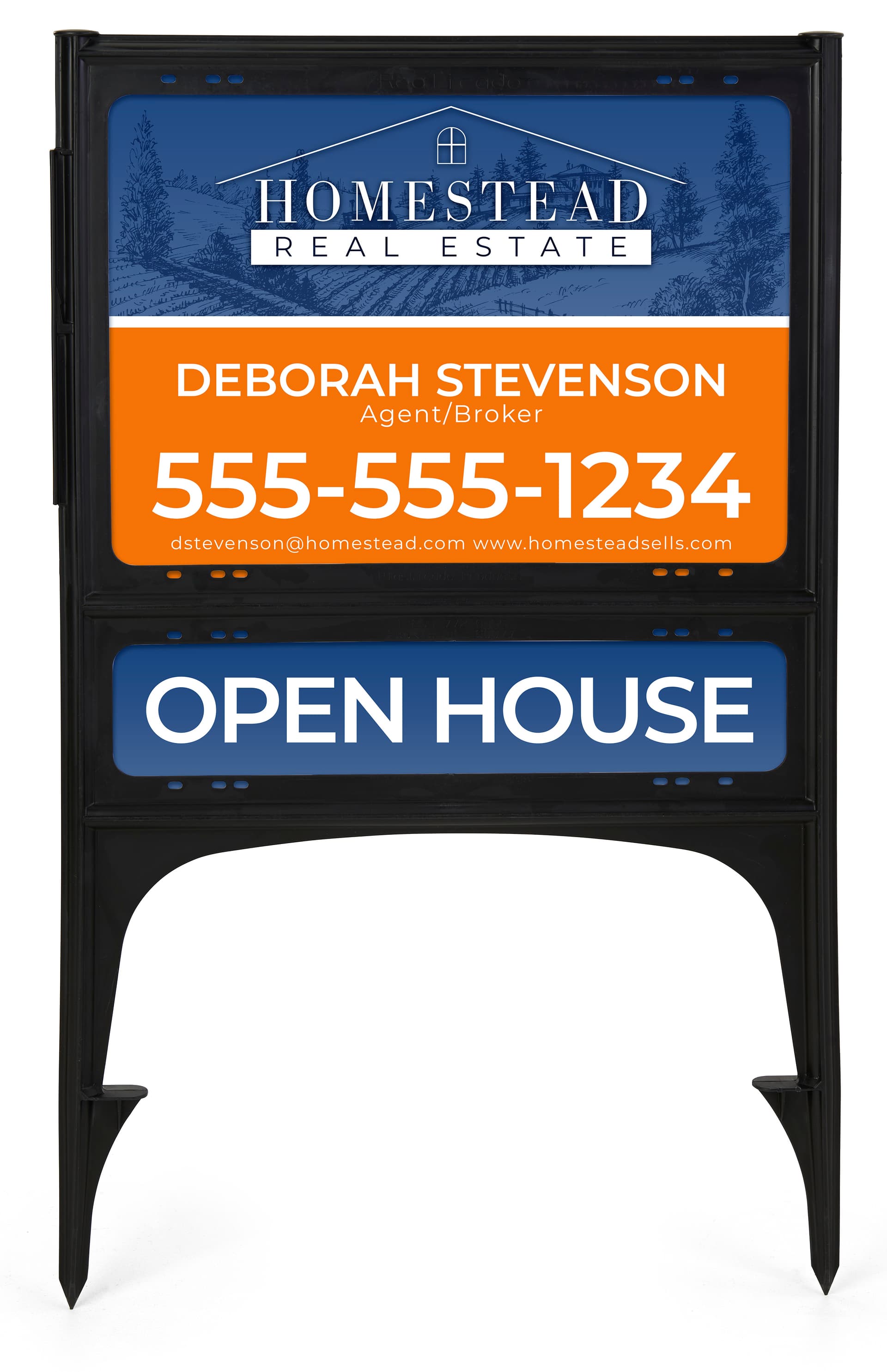 Plastic real estate sign stands with lightweight construction
