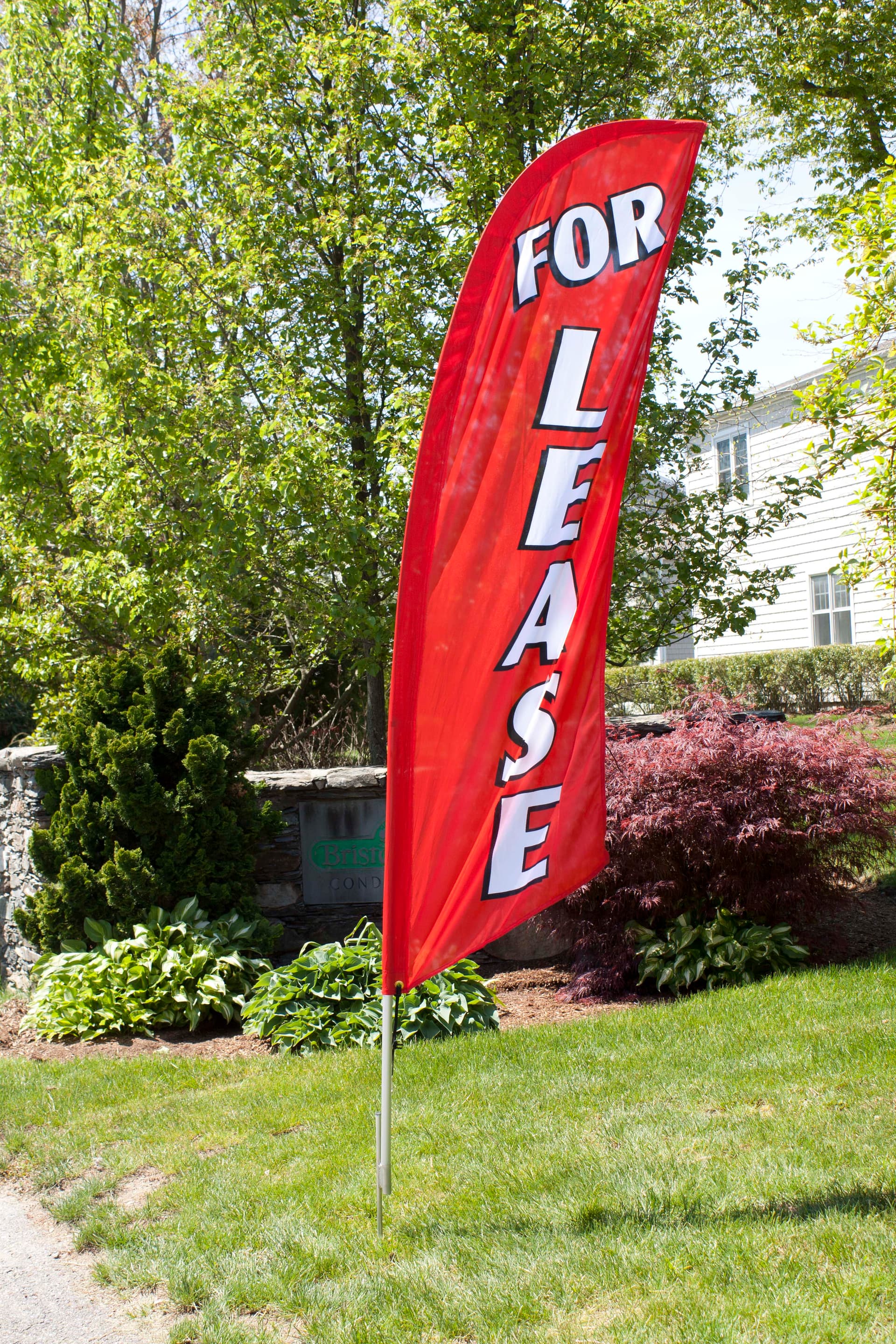Outdoor FOR LEASE red message flag