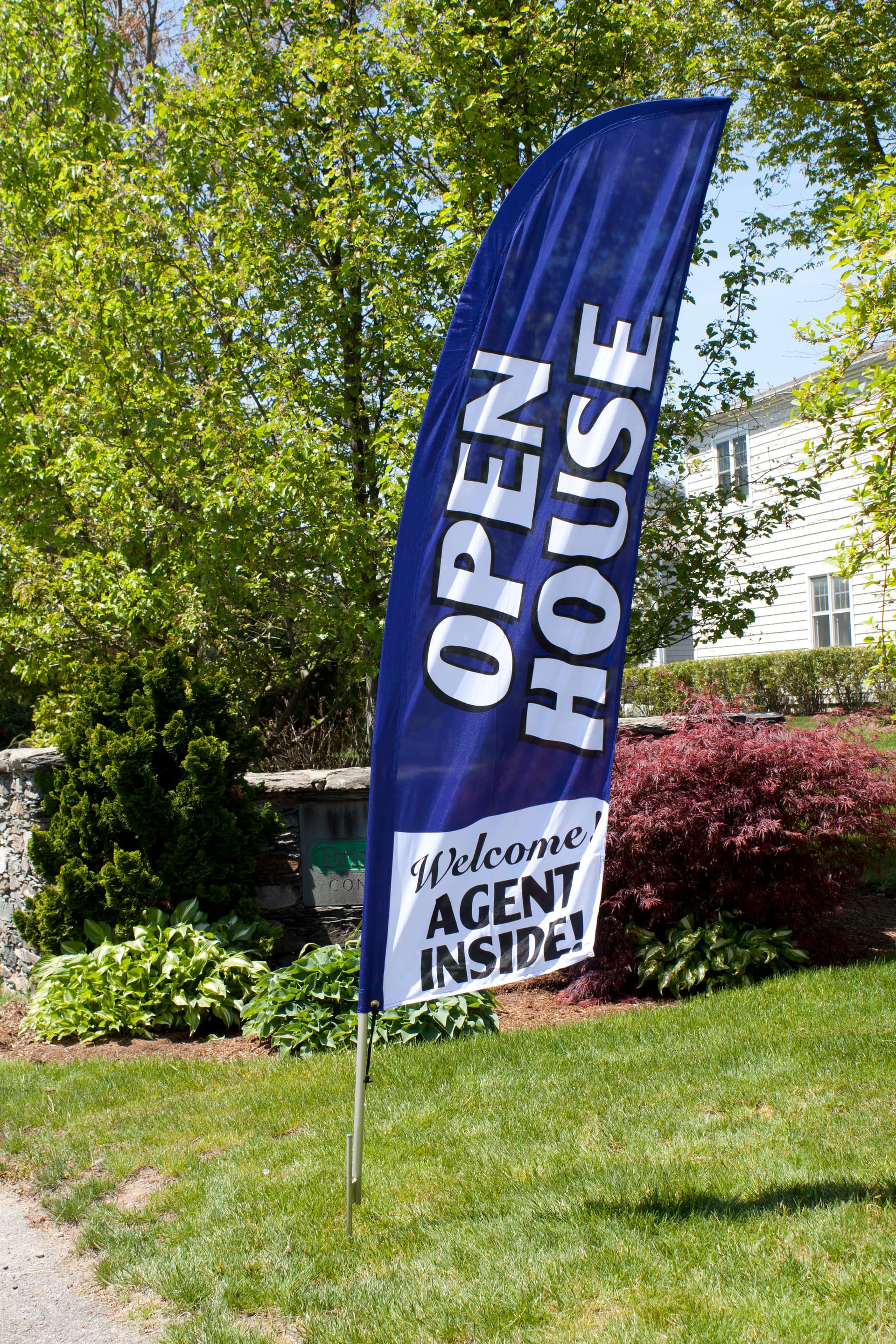 Outdoor OPEN HOUSE Blue Feather Flag