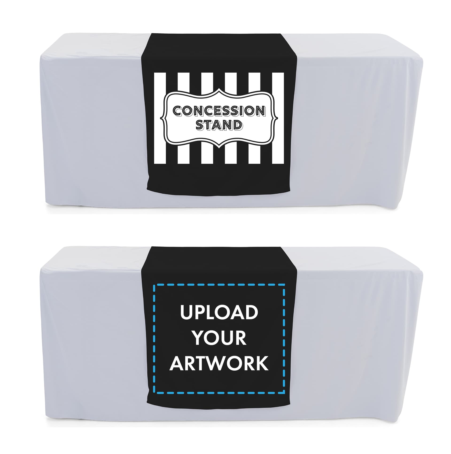 Printed table runner with front imprint area