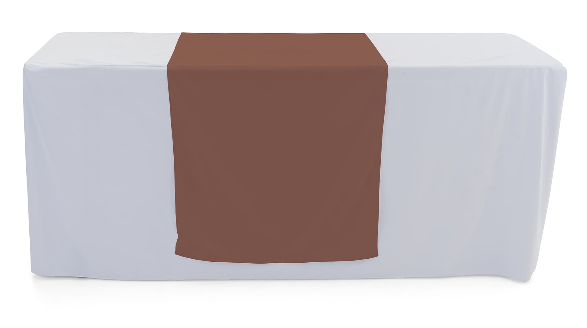 Brown table runner with with hemmed edge