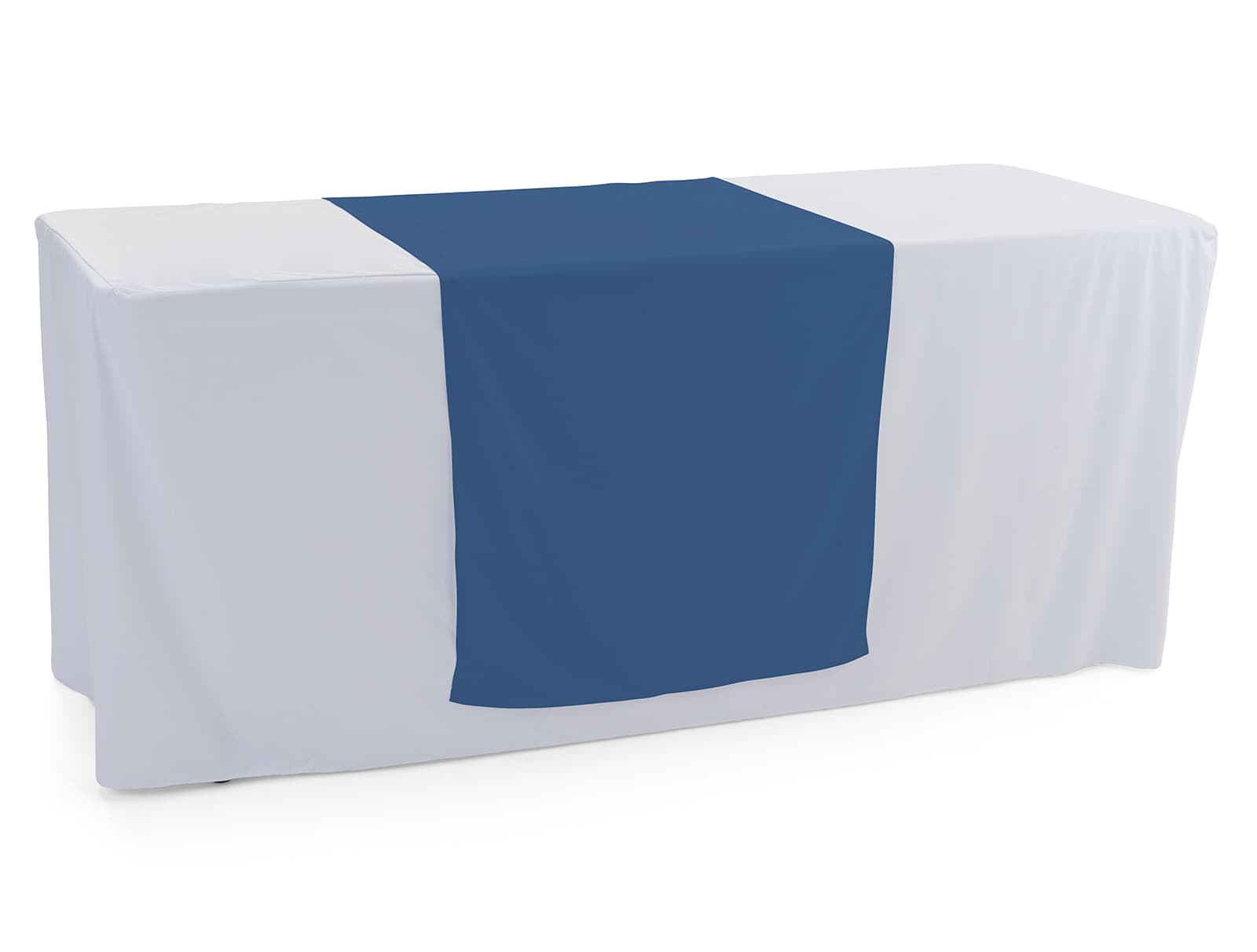 Dark blue table runner with flame retardant polyester material