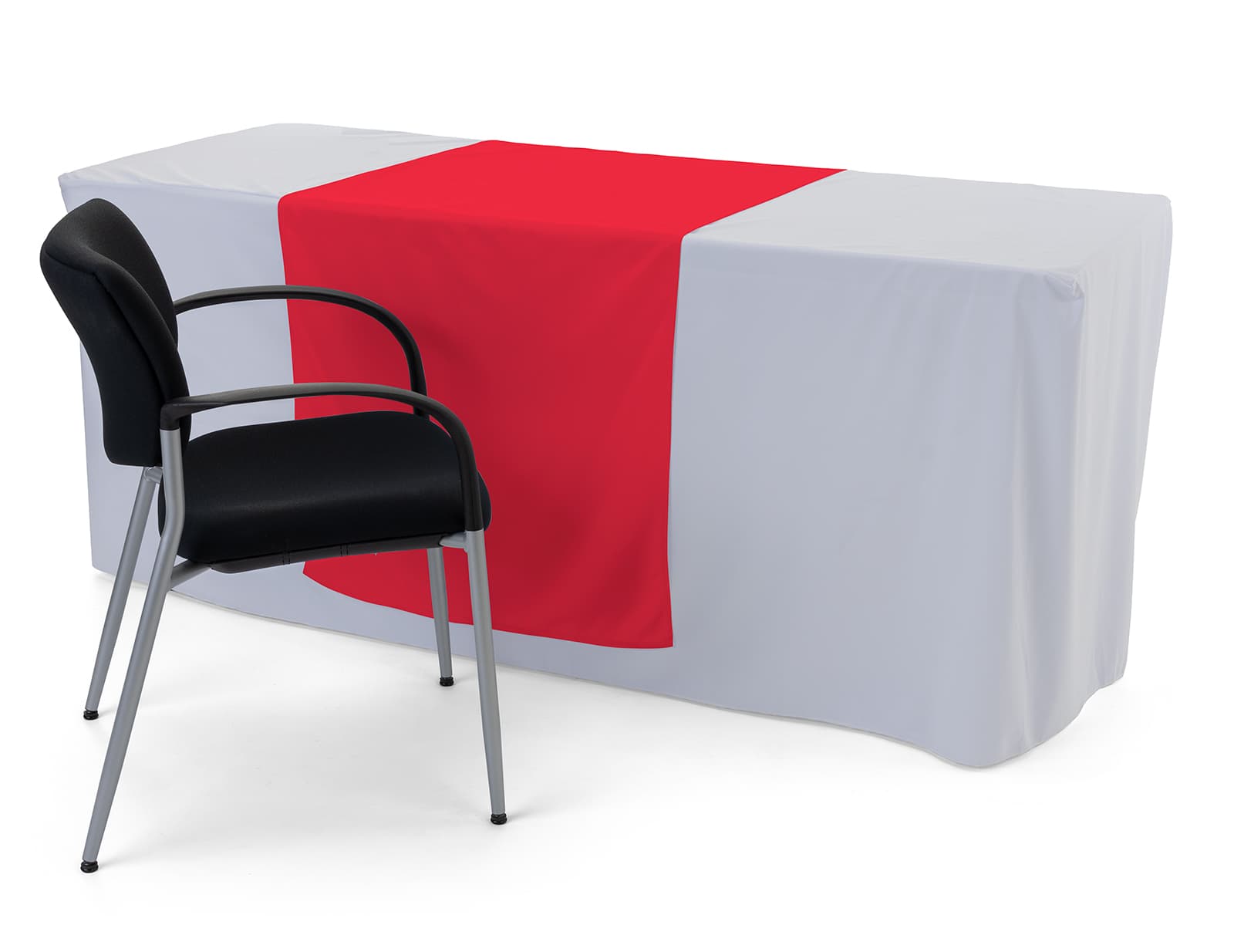 Red table runner with machine washable material