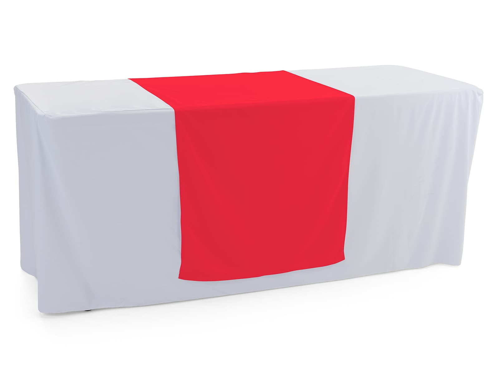 Red table runner made of polyester fabric
