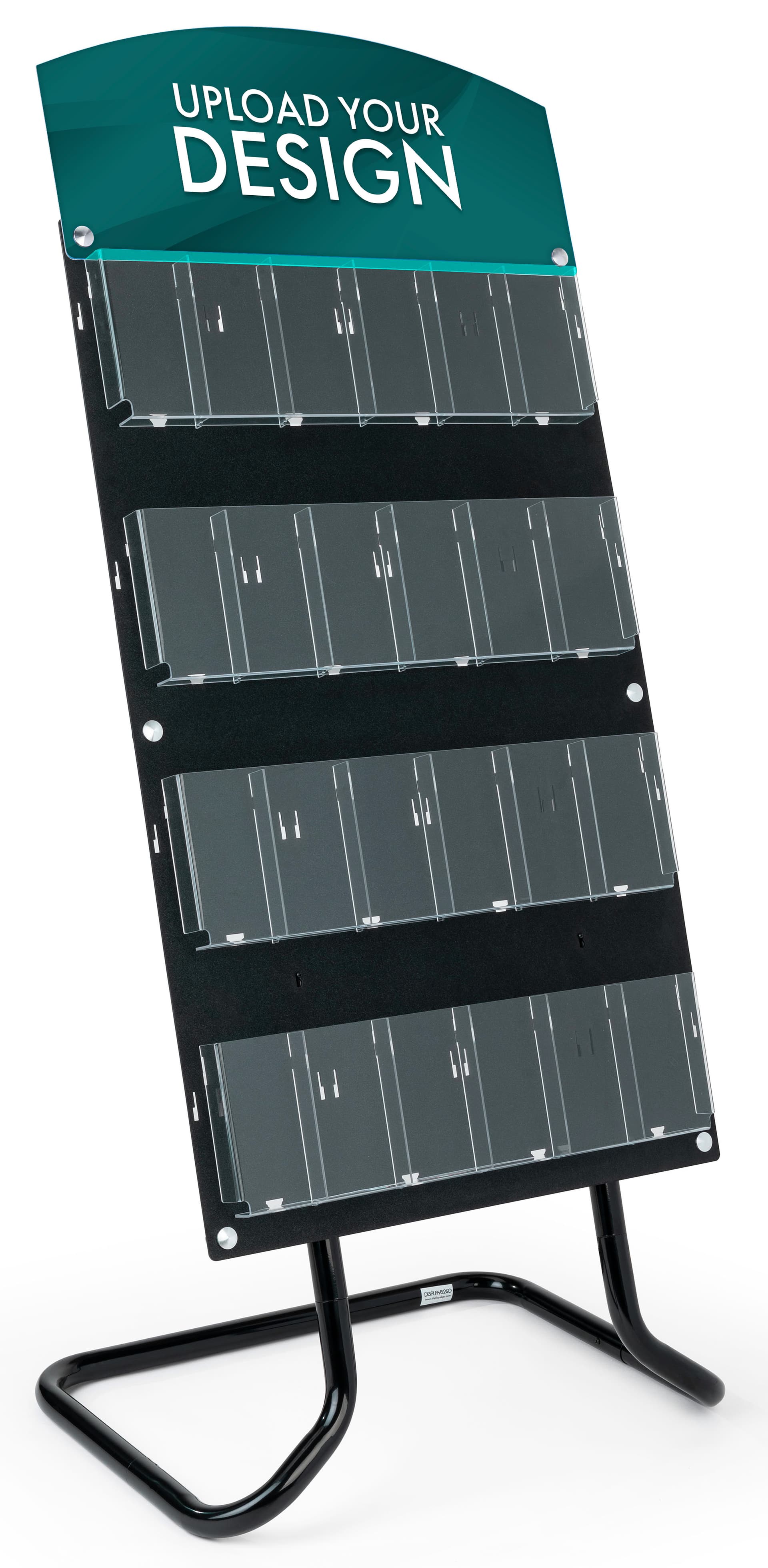 Custom display sign header for acrylic literature holders includes full color images 