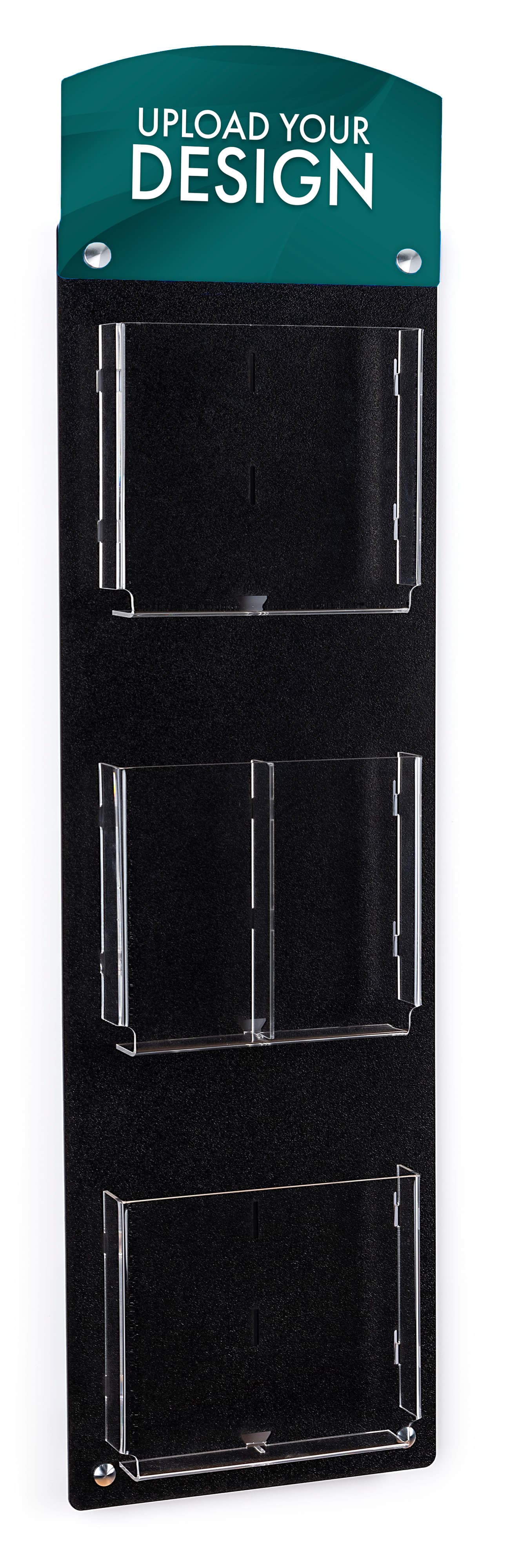 Header graphic with custom printing for 2RP3 series literature holders with adjustable pocket dividers 