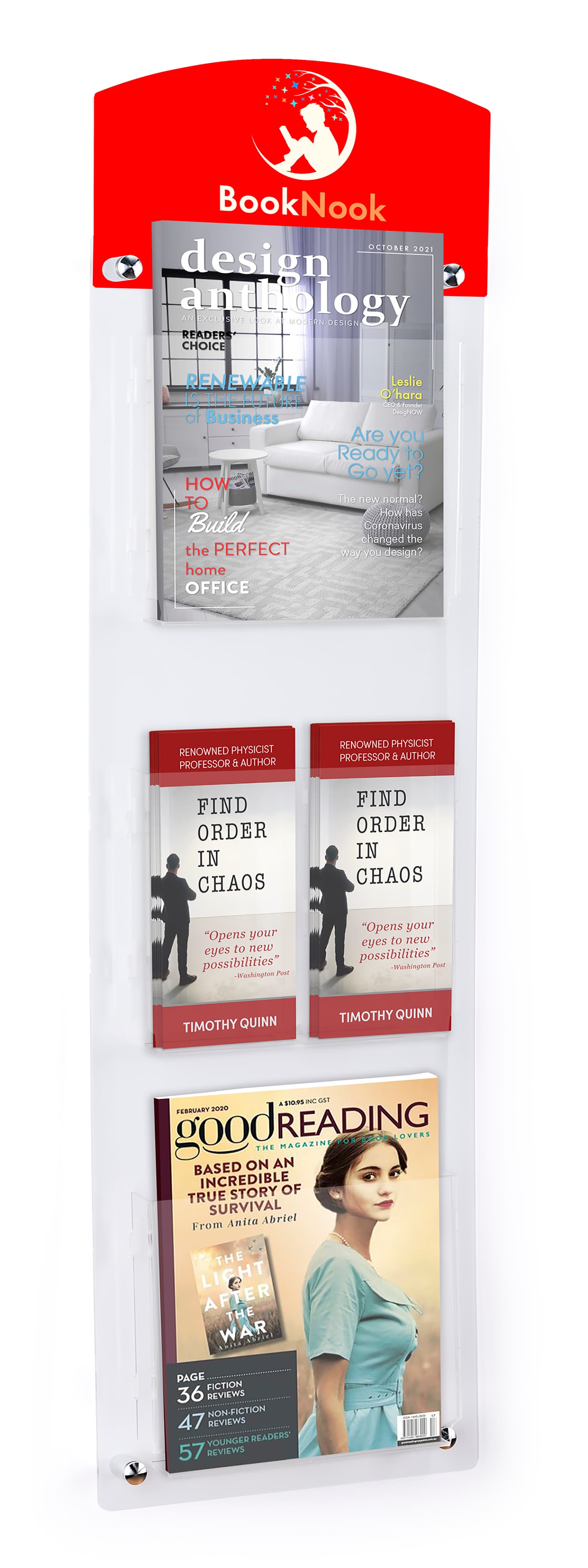 Header graphic with custom printing for 2RP3 series literature holders with UV digital printing 
