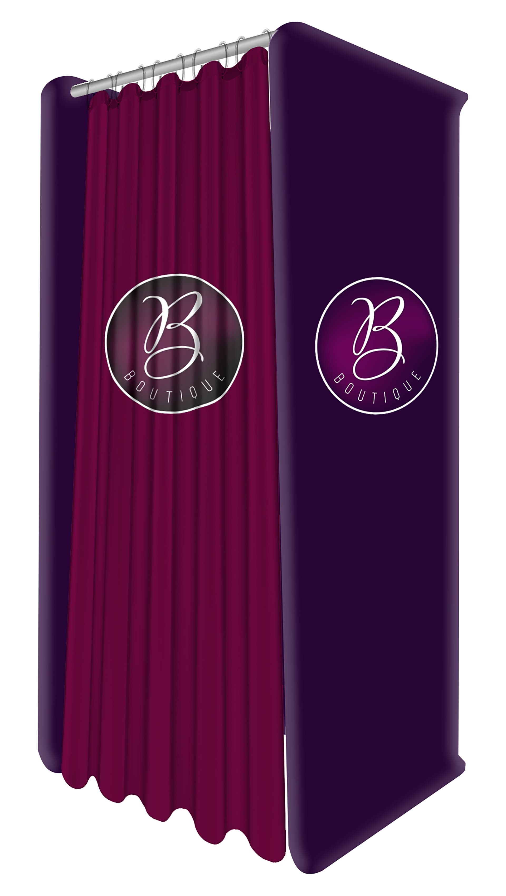 Custom dressing room booth graphics for DR1DSG series with flame resistant polyester